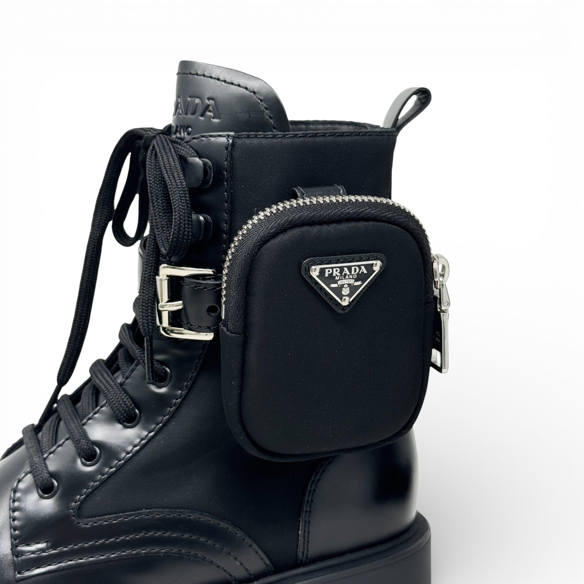 Prada Black Re-Nylon Boots 38 With Pouch