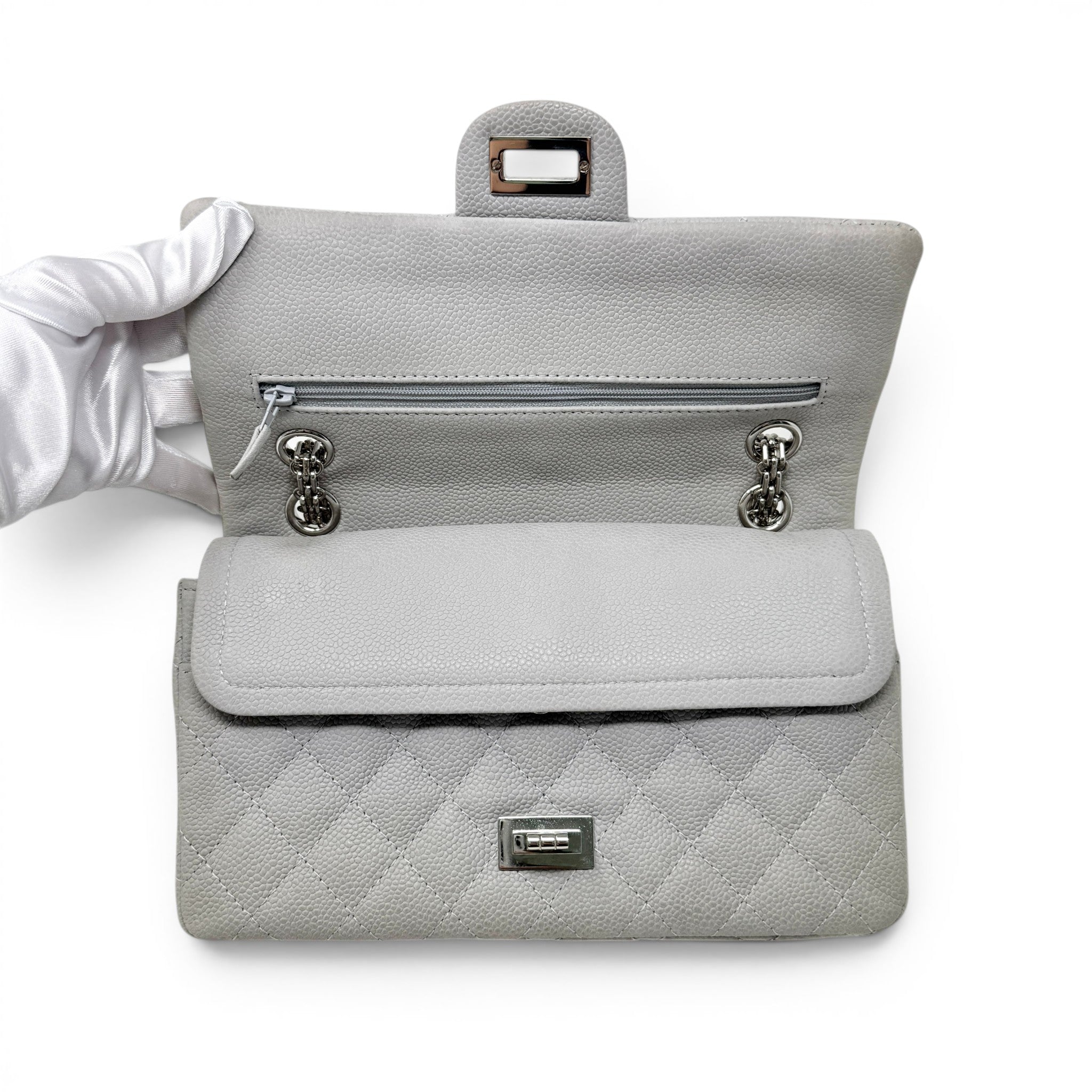 Chanel Grey Caviar 2.55 Reissue 225