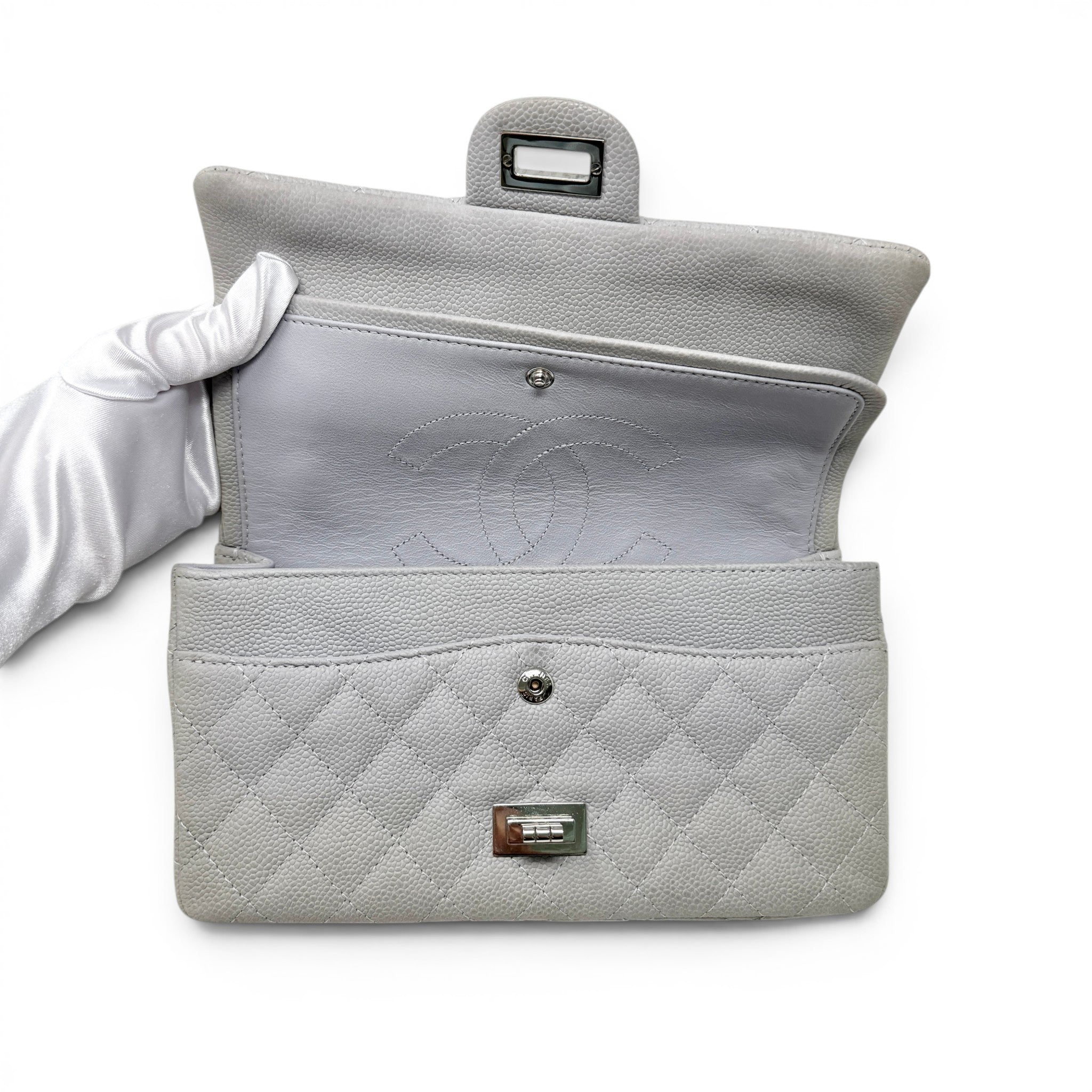 Chanel Grey Caviar 2.55 Reissue 225