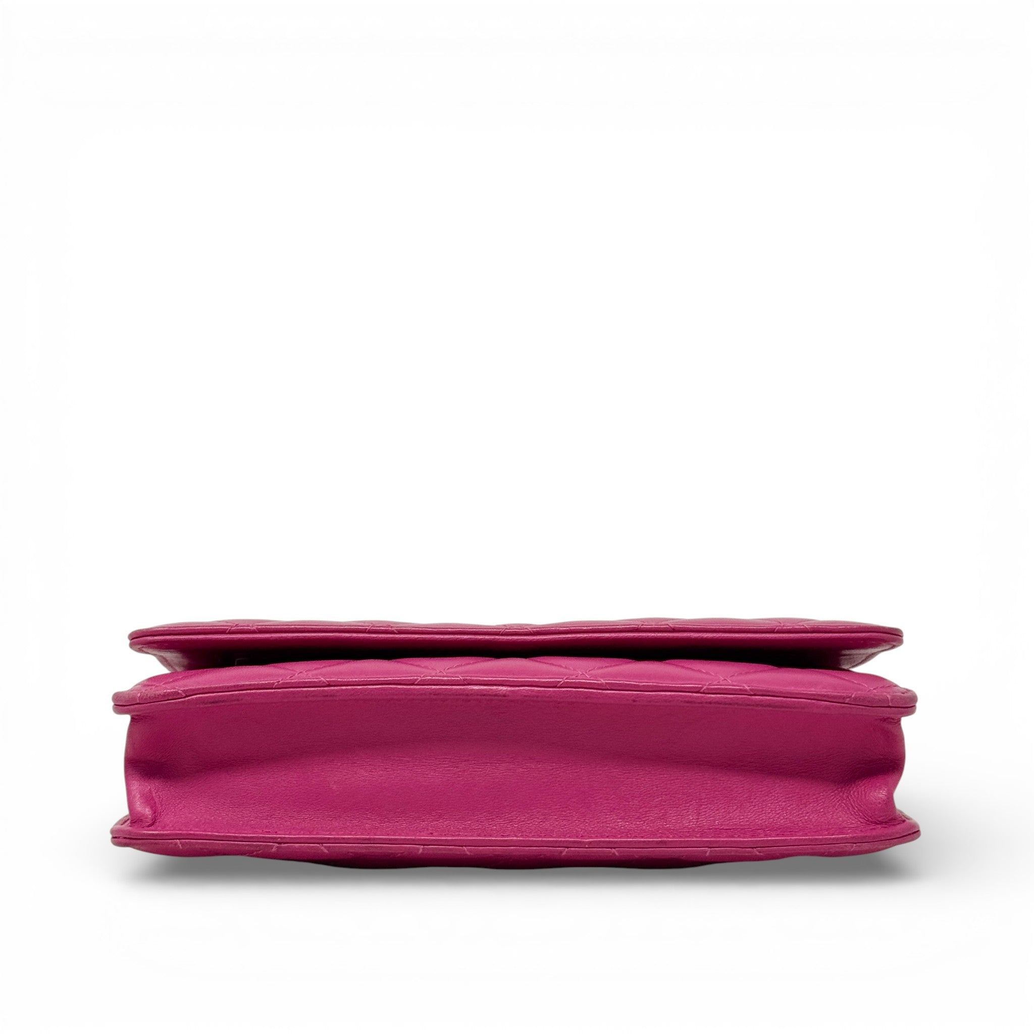 Chanel Pink Lambskin Classic Wallet On Chain