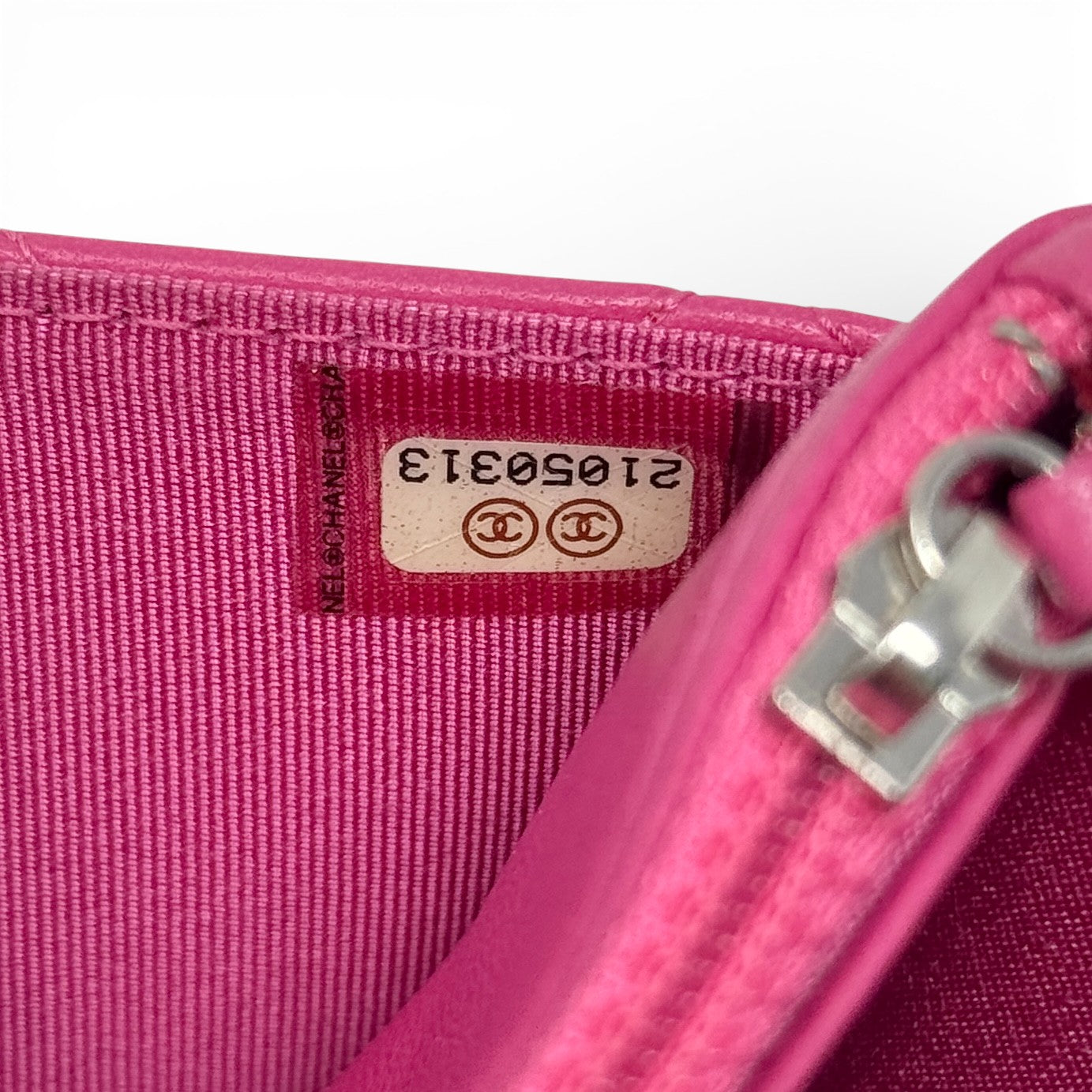 Chanel Pink Lambskin Classic Wallet On Chain