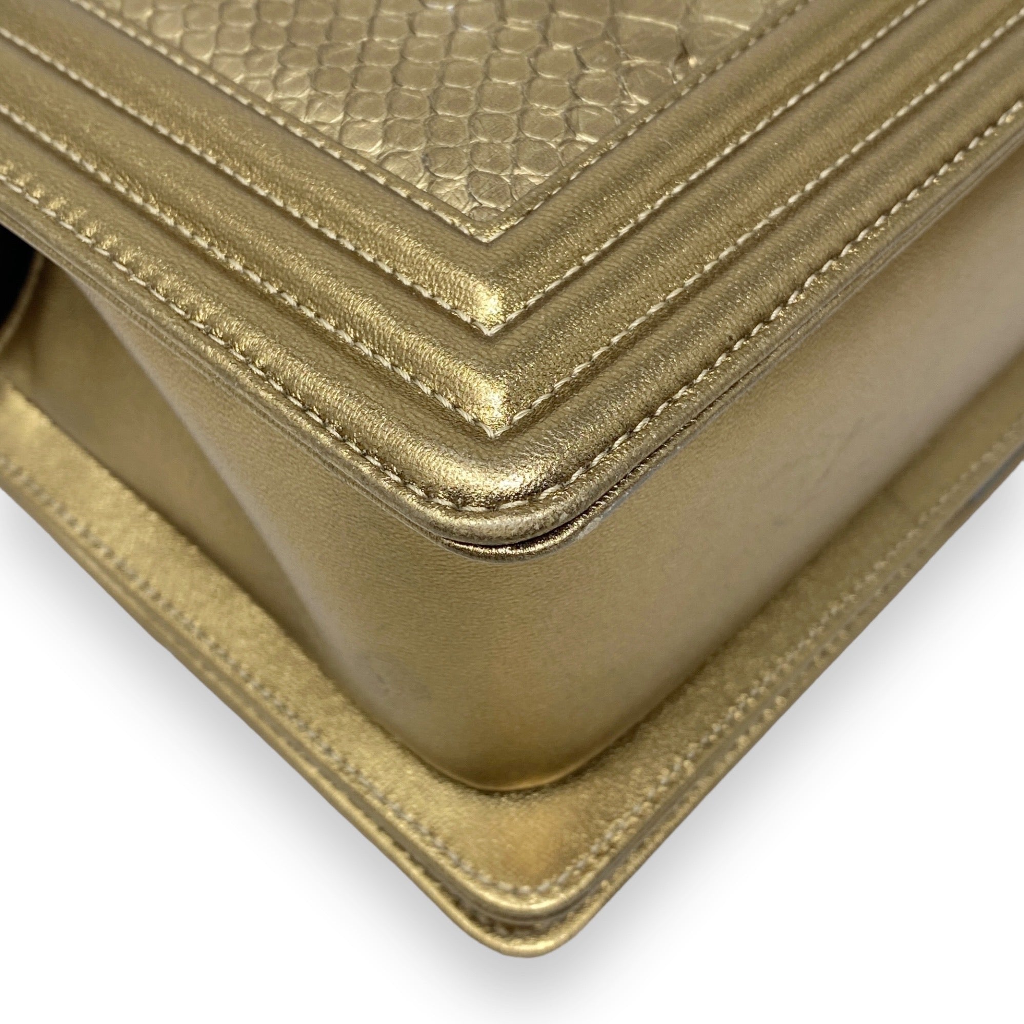 Chanel Gold Python Medium Boy Bag