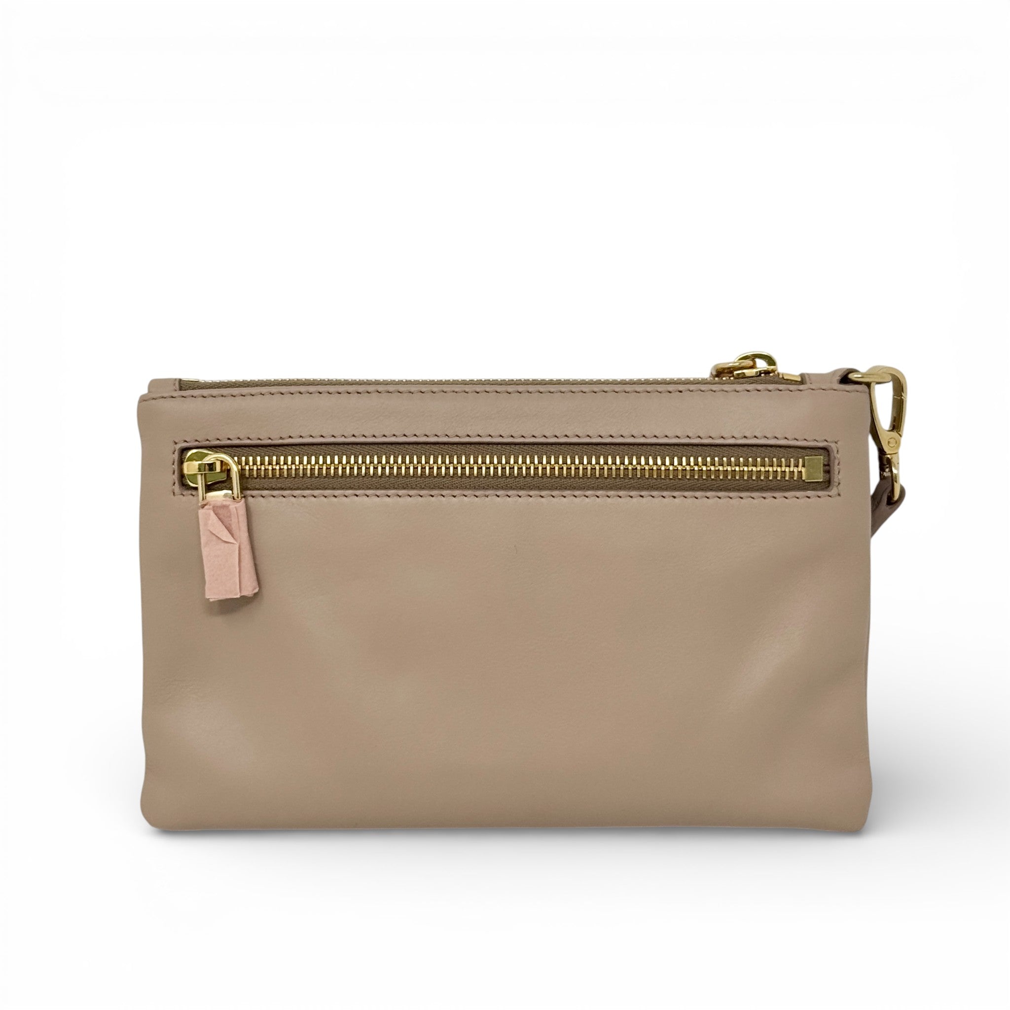 Miu Miu Beige Logo Zip Pouch