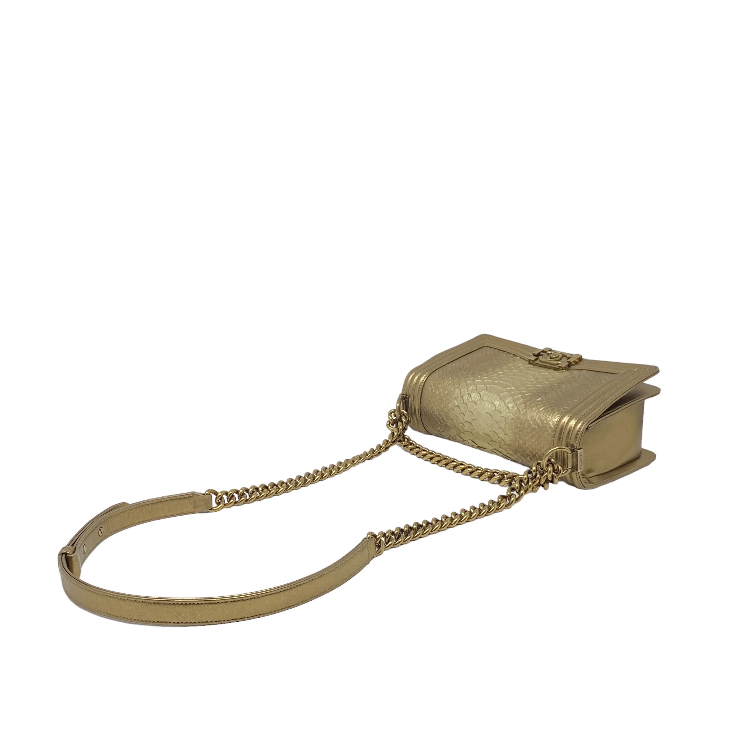 Chanel Gold Python Medium Boy Bag