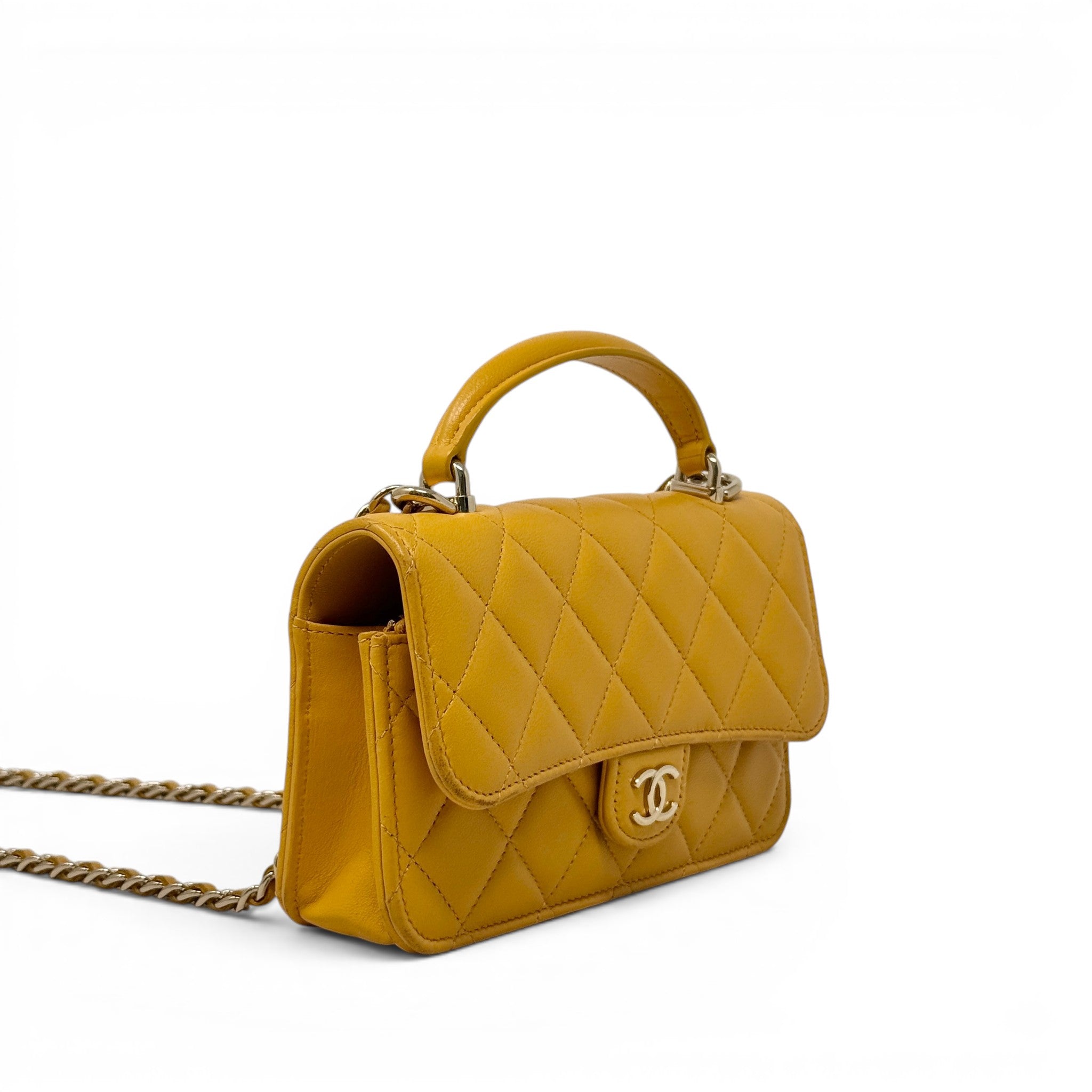 Chanel Yellow Top Handle Phone Holder