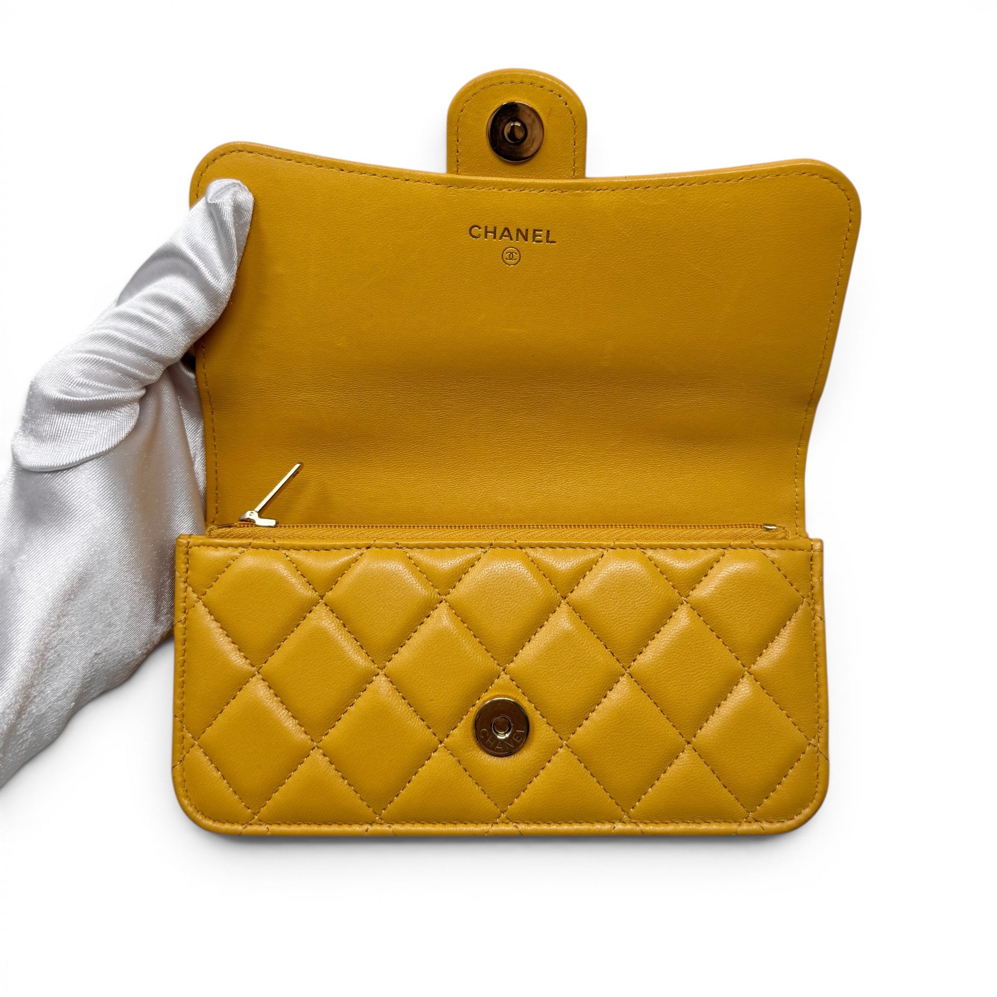 Chanel Yellow Top Handle Phone Holder