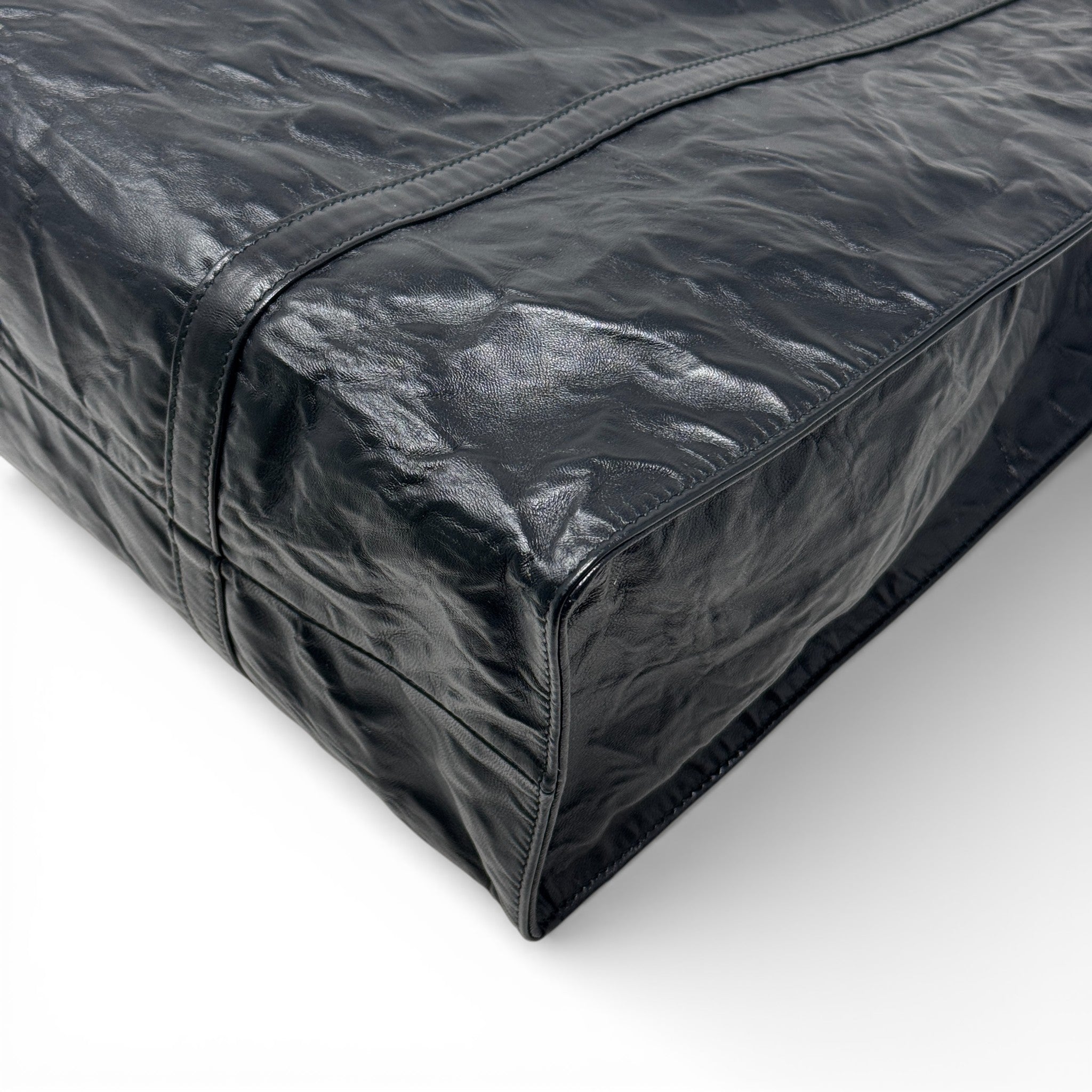 Prada Black Crinkle Nappa Leather Tote