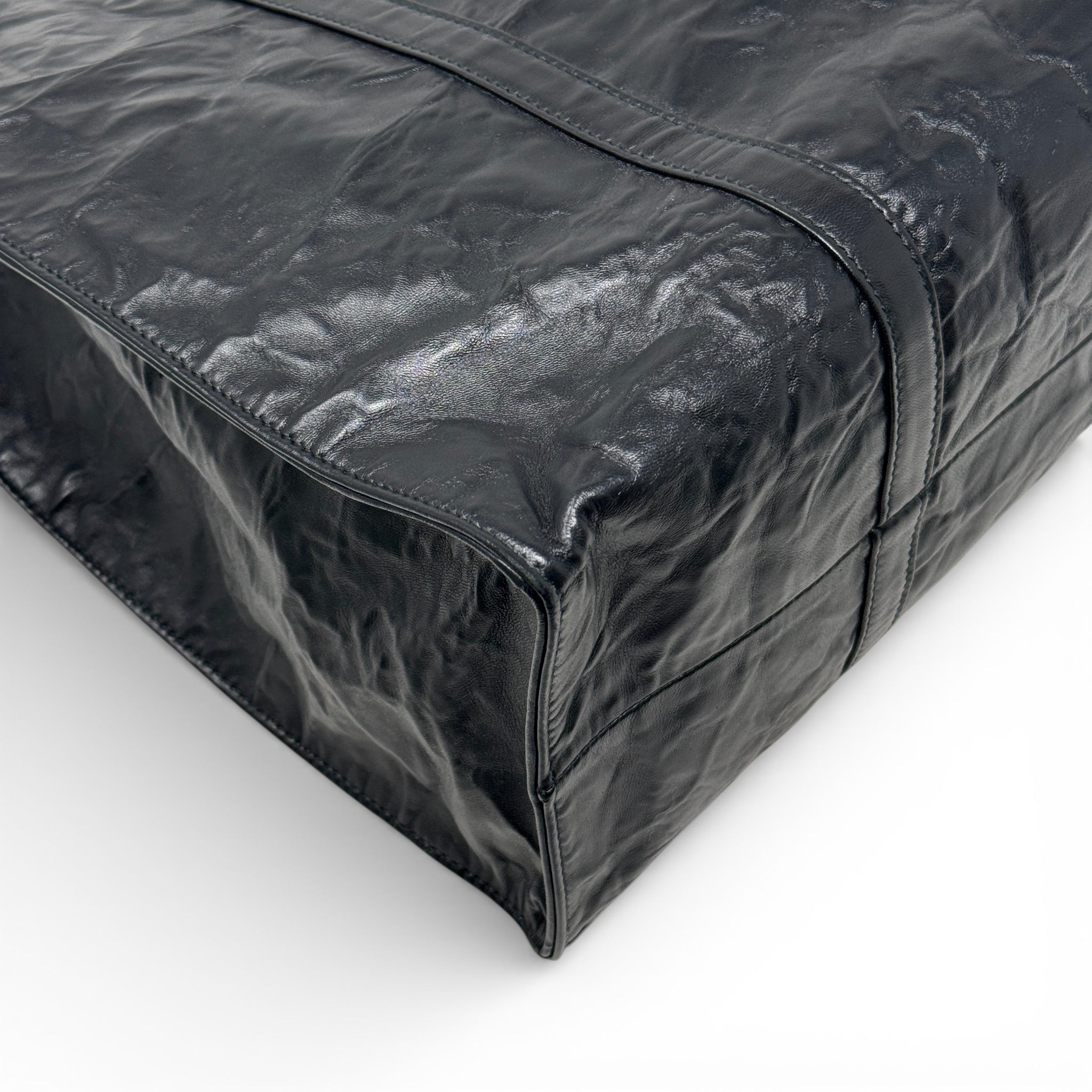 Prada Black Crinkle Nappa Leather Tote