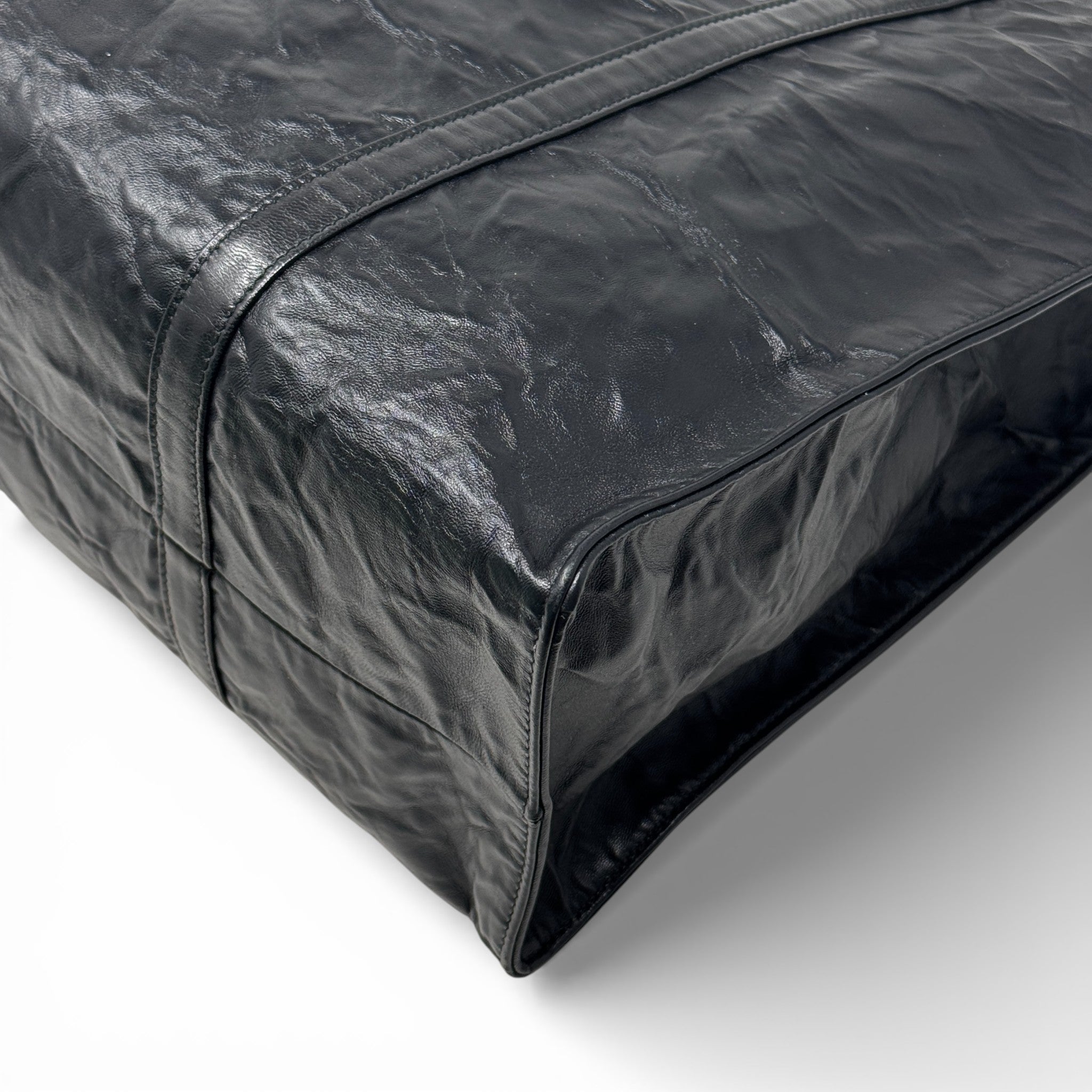 Prada Black Crinkle Nappa Leather Tote