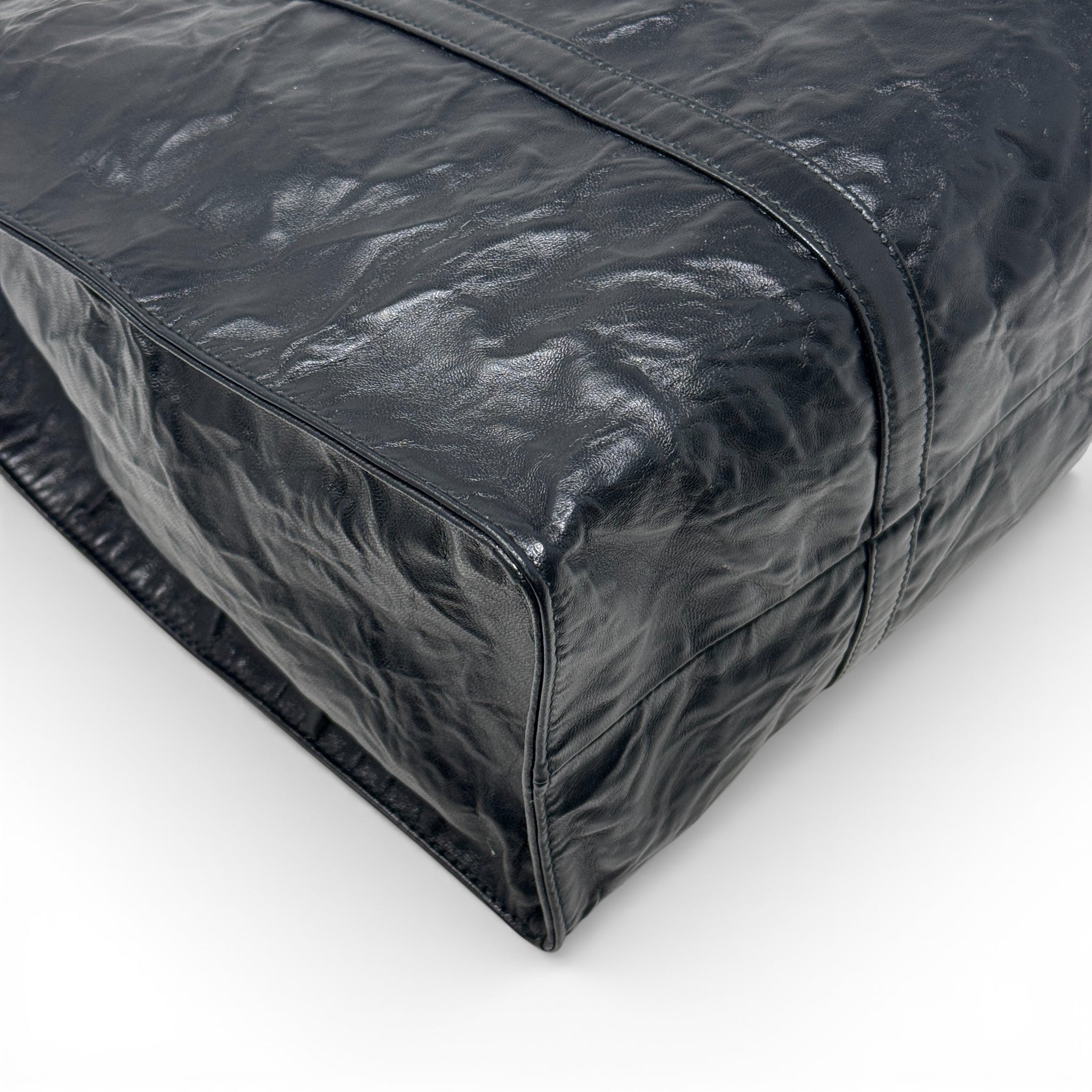 Prada Black Crinkle Nappa Leather Tote