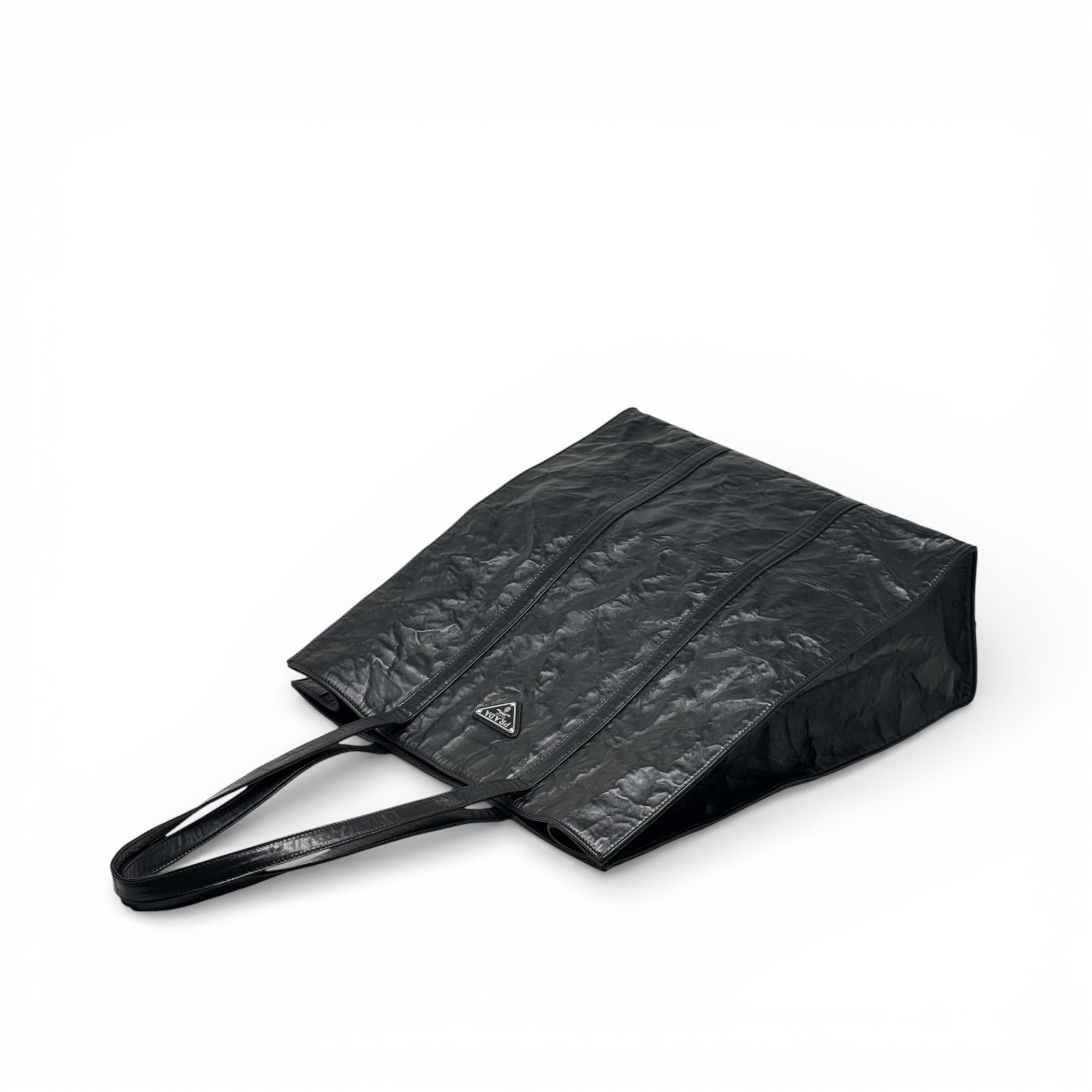 Prada Black Crinkle Nappa Leather Tote