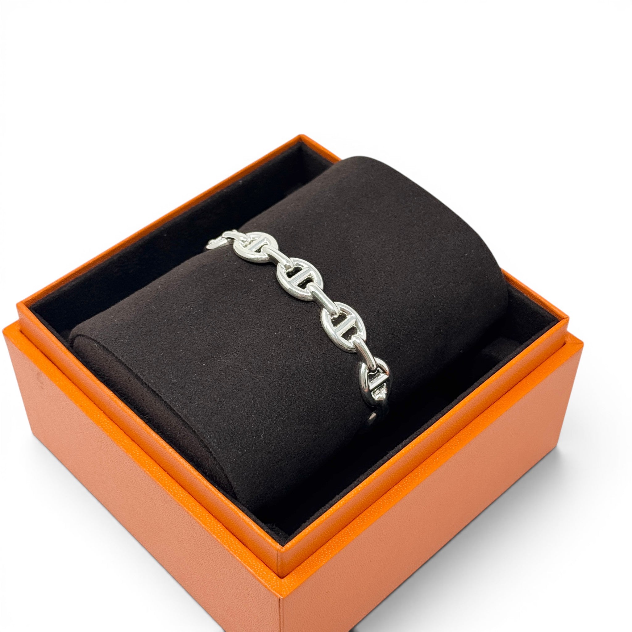 Hermes Silver Chaine d'ancre Enchainee Bracelet SH