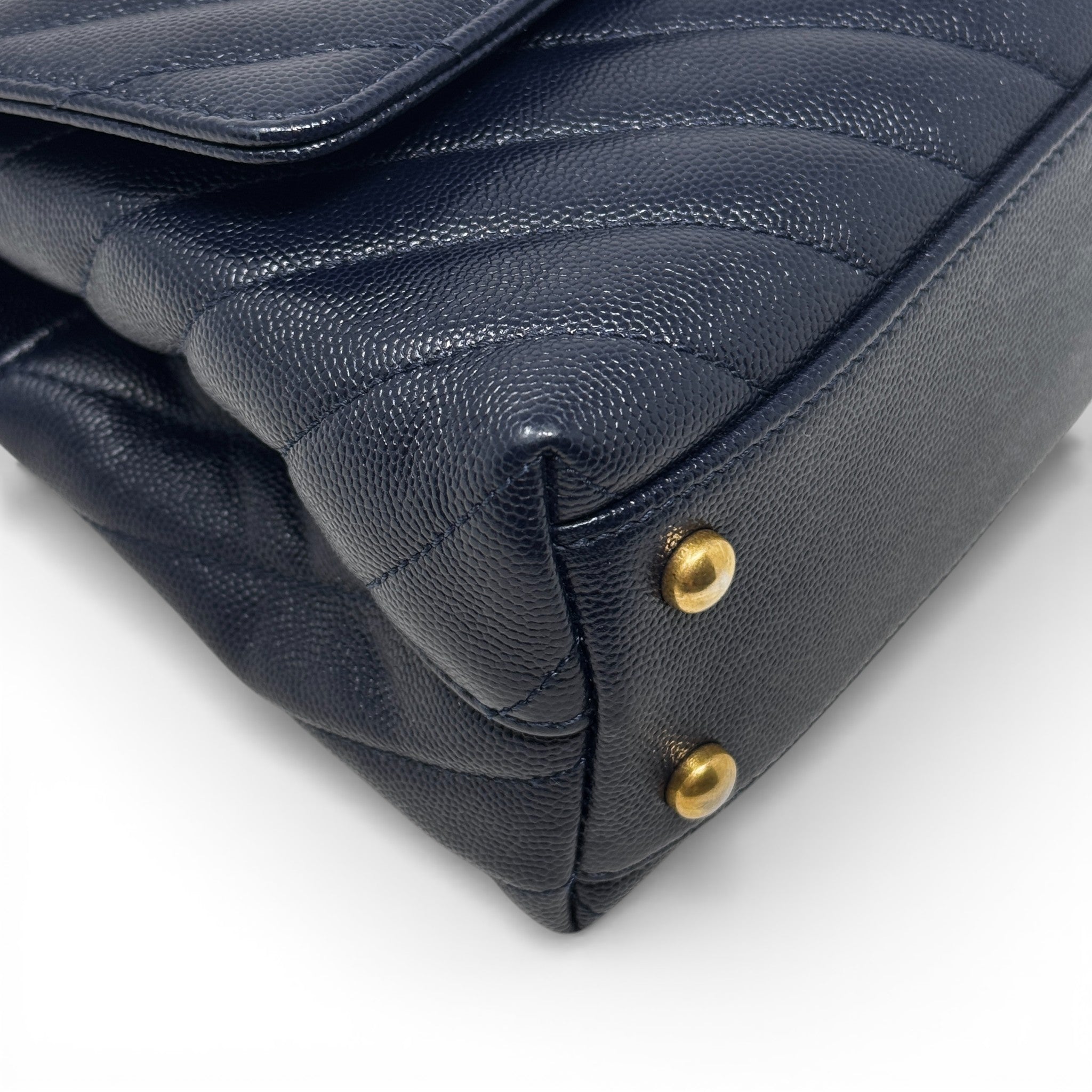 Chanel Navy Chevron Small Coco Handle