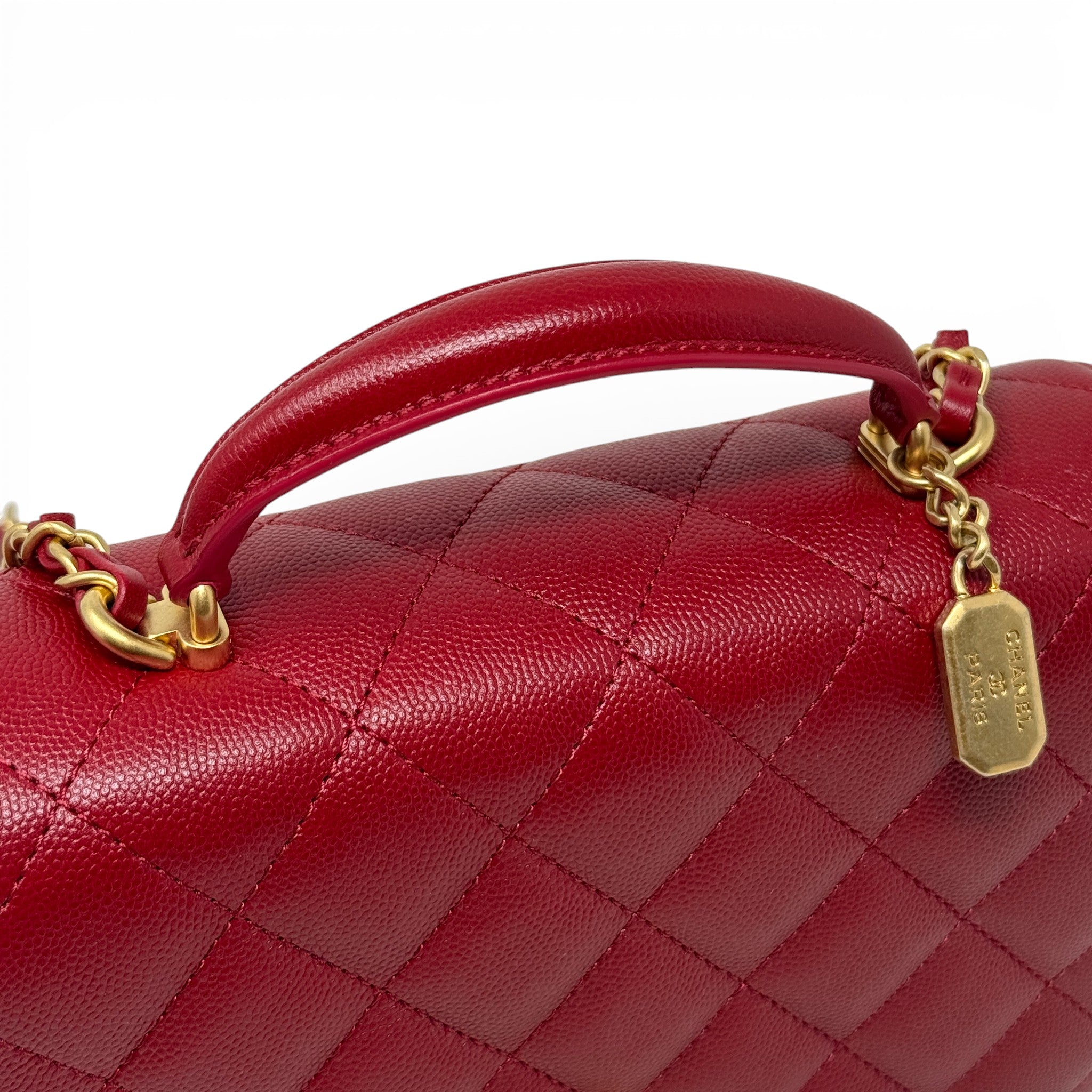 Chanel Red Mini Top Handle Flap