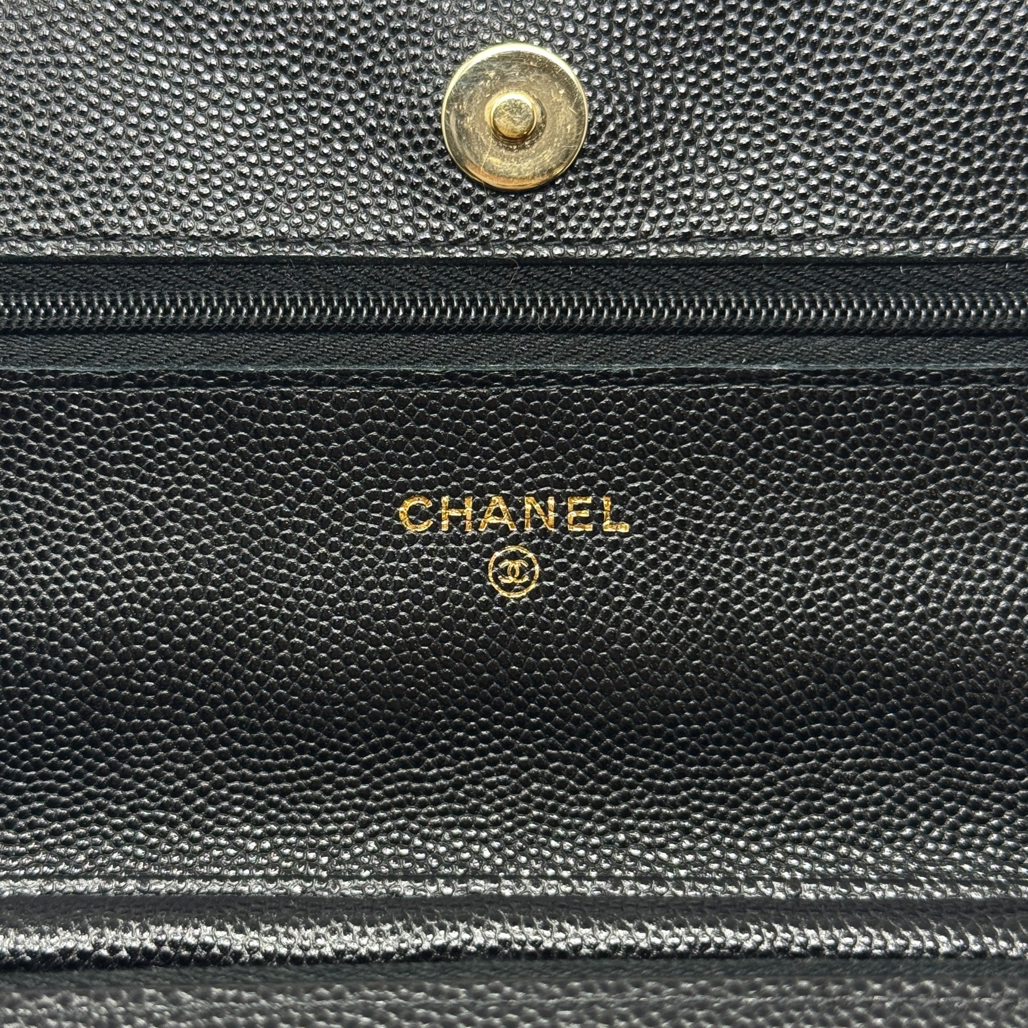 Chanel Black Caviar Classic Wallet On Chain