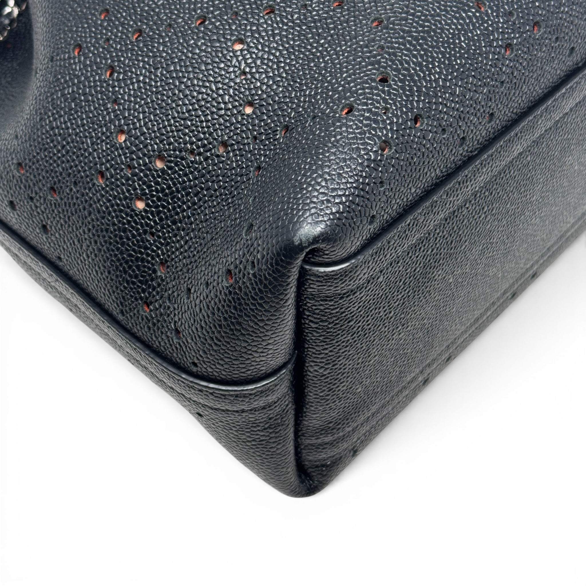 Chanel Black Perforated Medium Bucket Bag