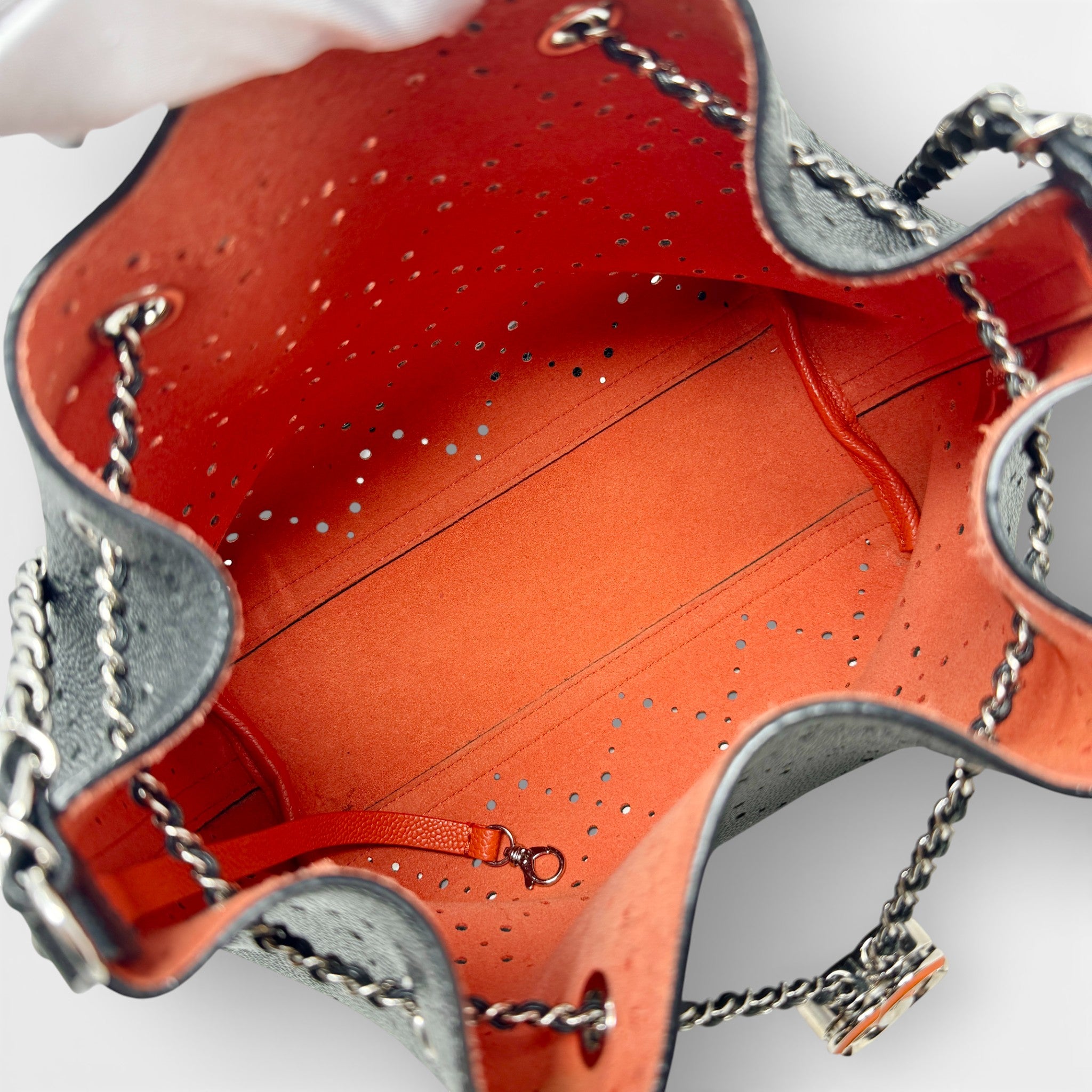 Chanel Black Perforated Medium Bucket Bag