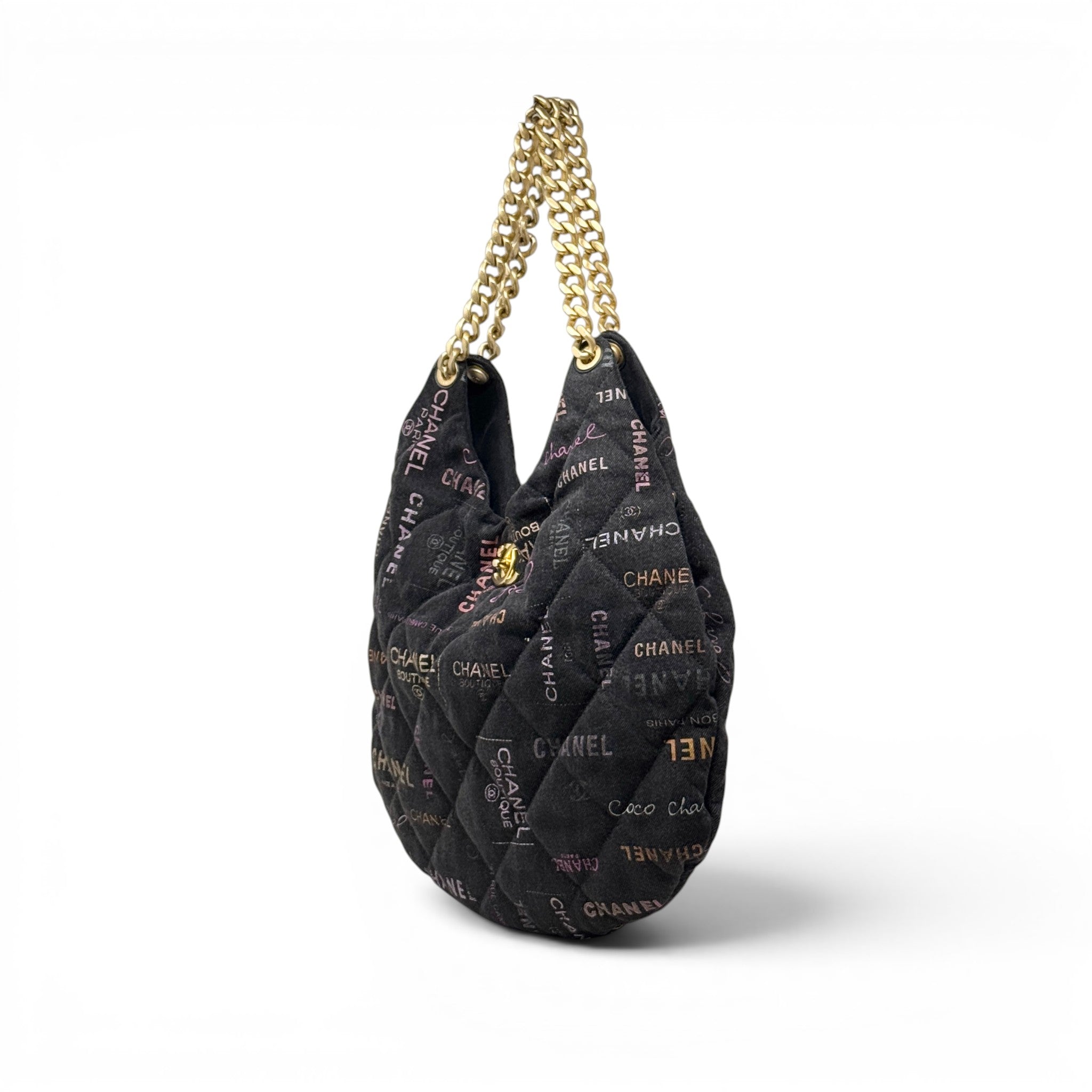 Chanel Black Denim Mood Maxi Hobo Bag