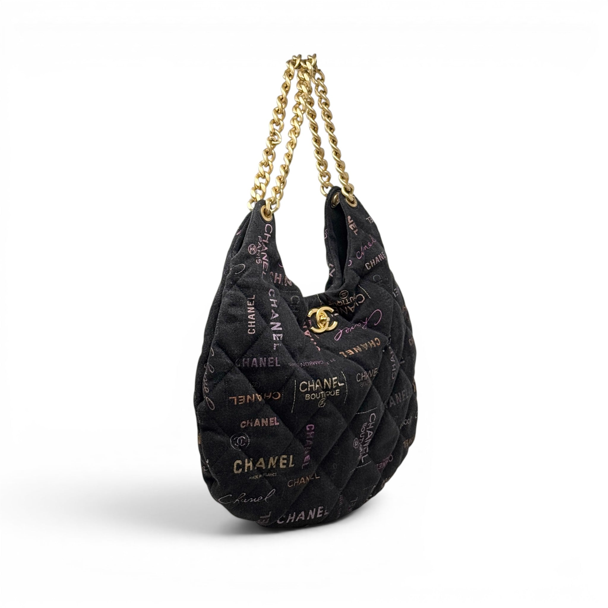 Chanel Black Denim Mood Maxi Hobo Bag
