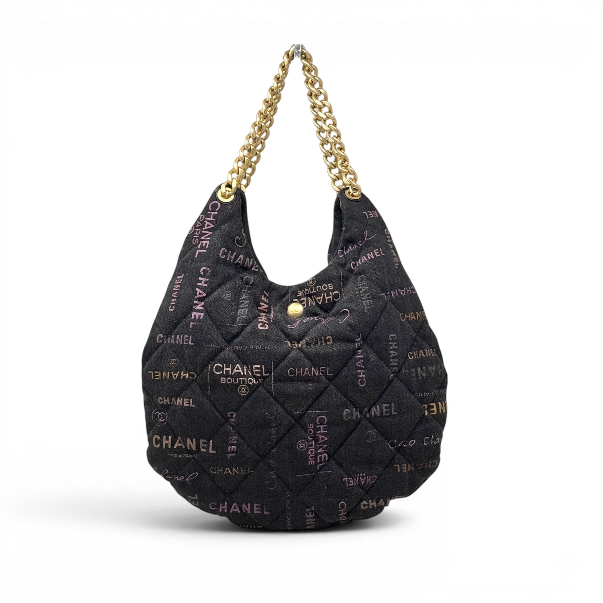 Chanel Black Denim Mood Maxi Hobo Bag