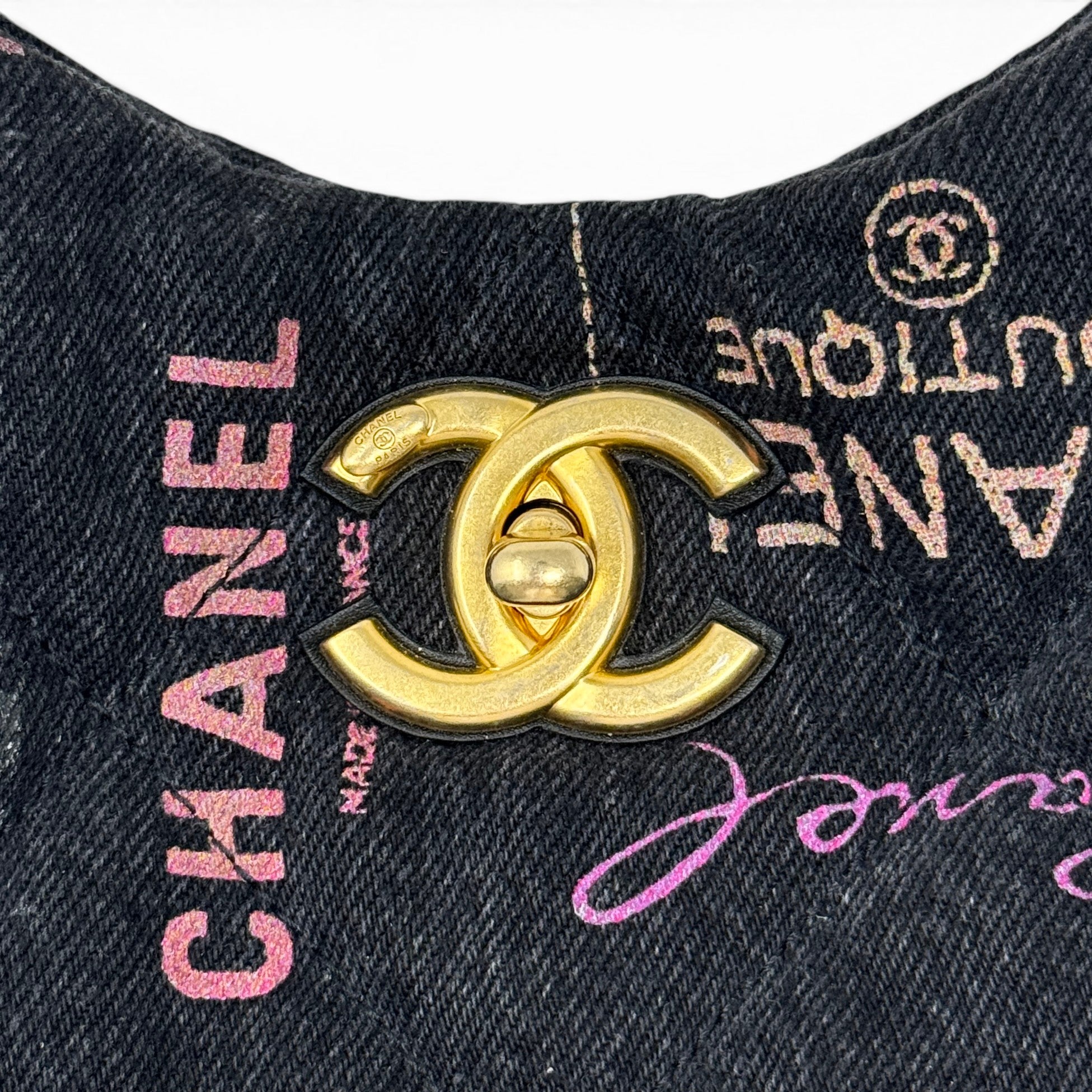 Chanel Black Denim Mood Maxi Hobo Bag