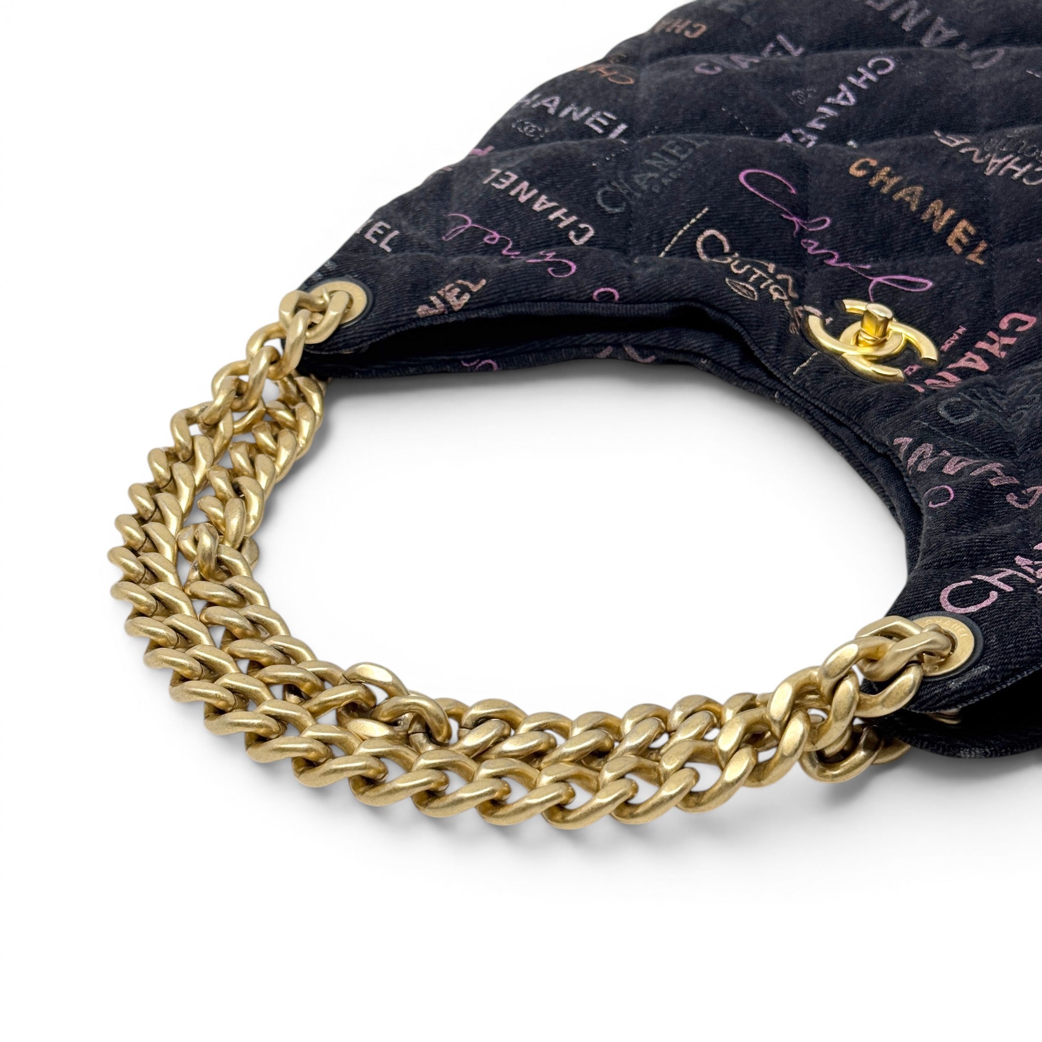 Chanel Black Denim Mood Maxi Hobo Bag
