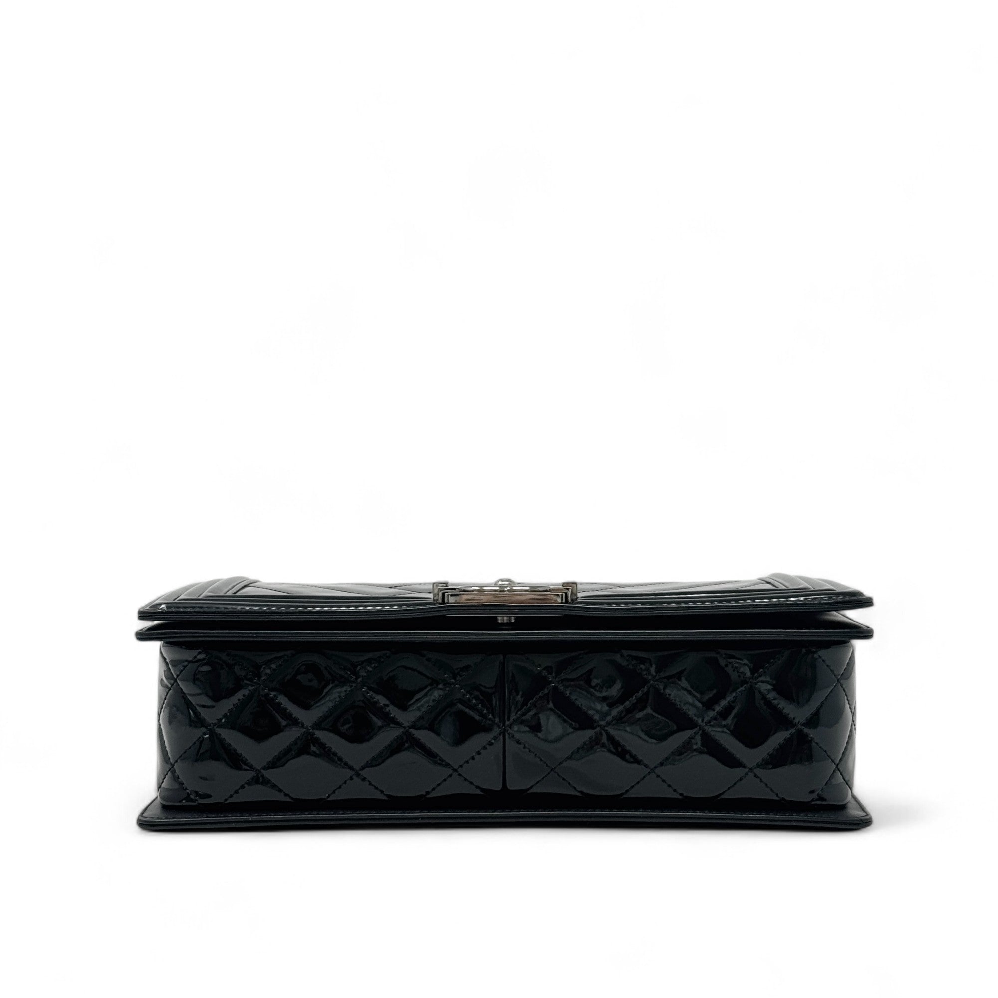 Chanel Black Patent Medium Boy Bag