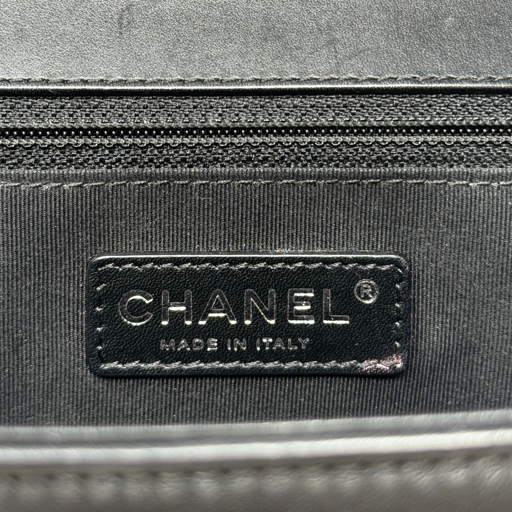 Chanel Black Patent Medium Boy Bag
