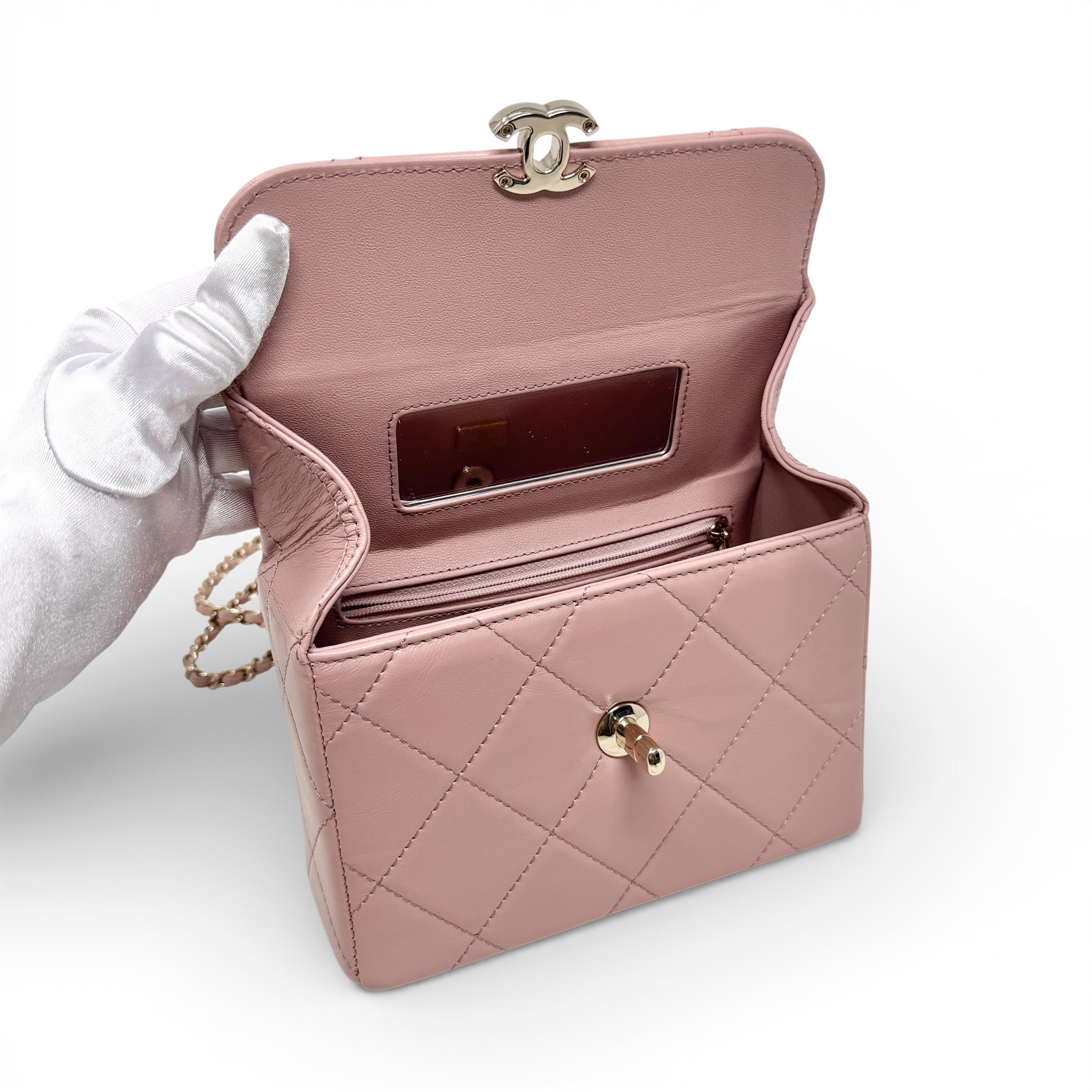 Chanel Pink Medium Vanity Top Handle Flap