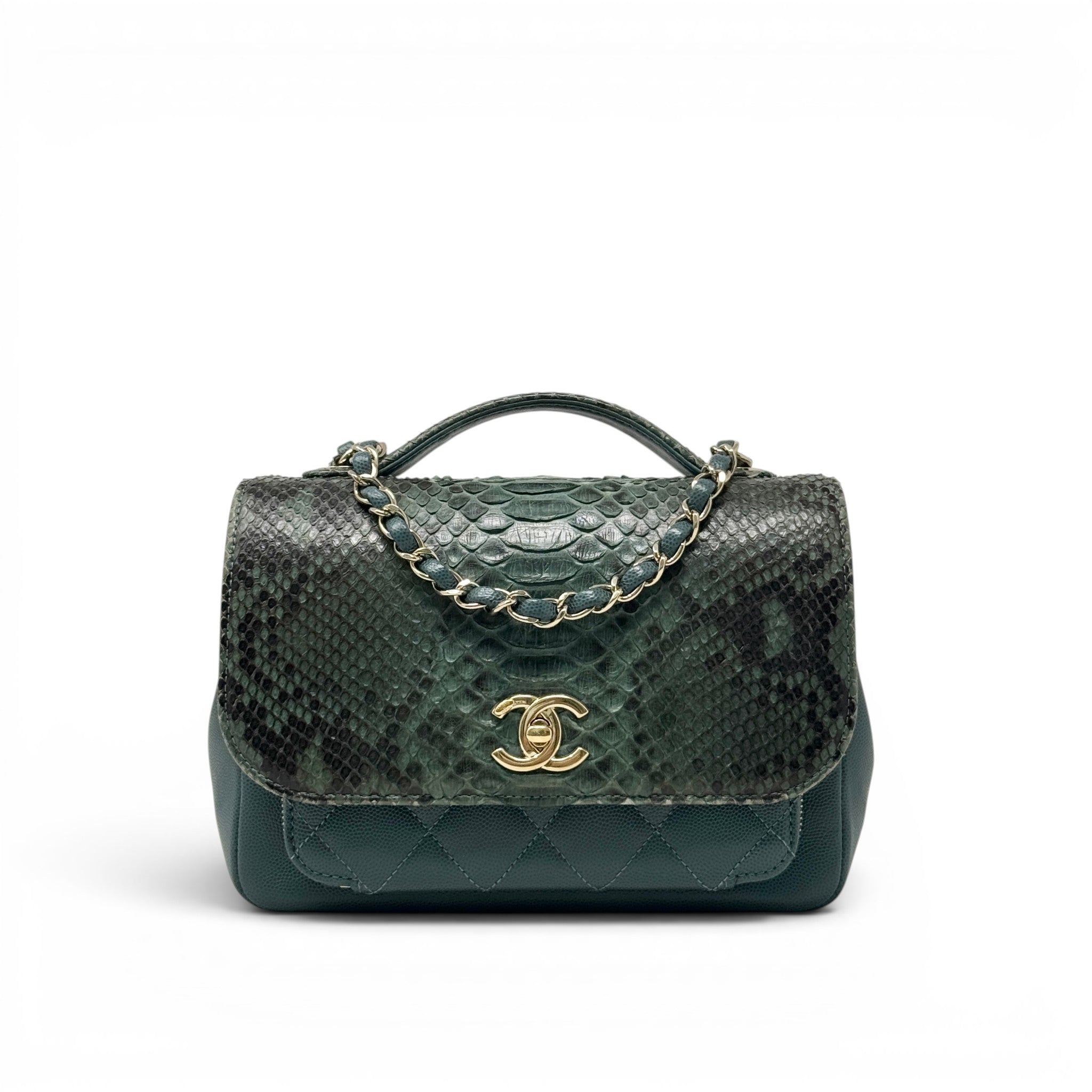 Chanel Green Python Small Business Affinity Flap