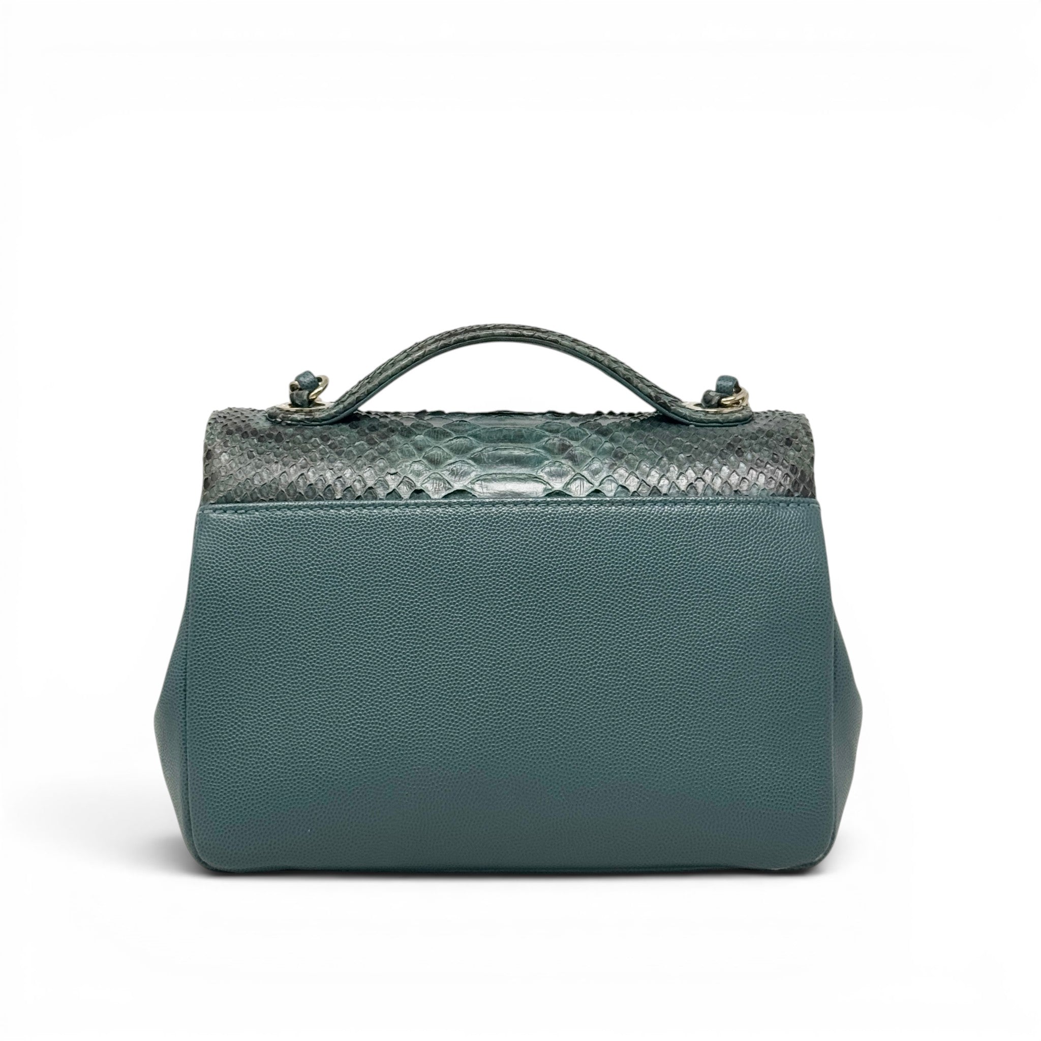 Chanel Green Python Small Business Affinity Flap