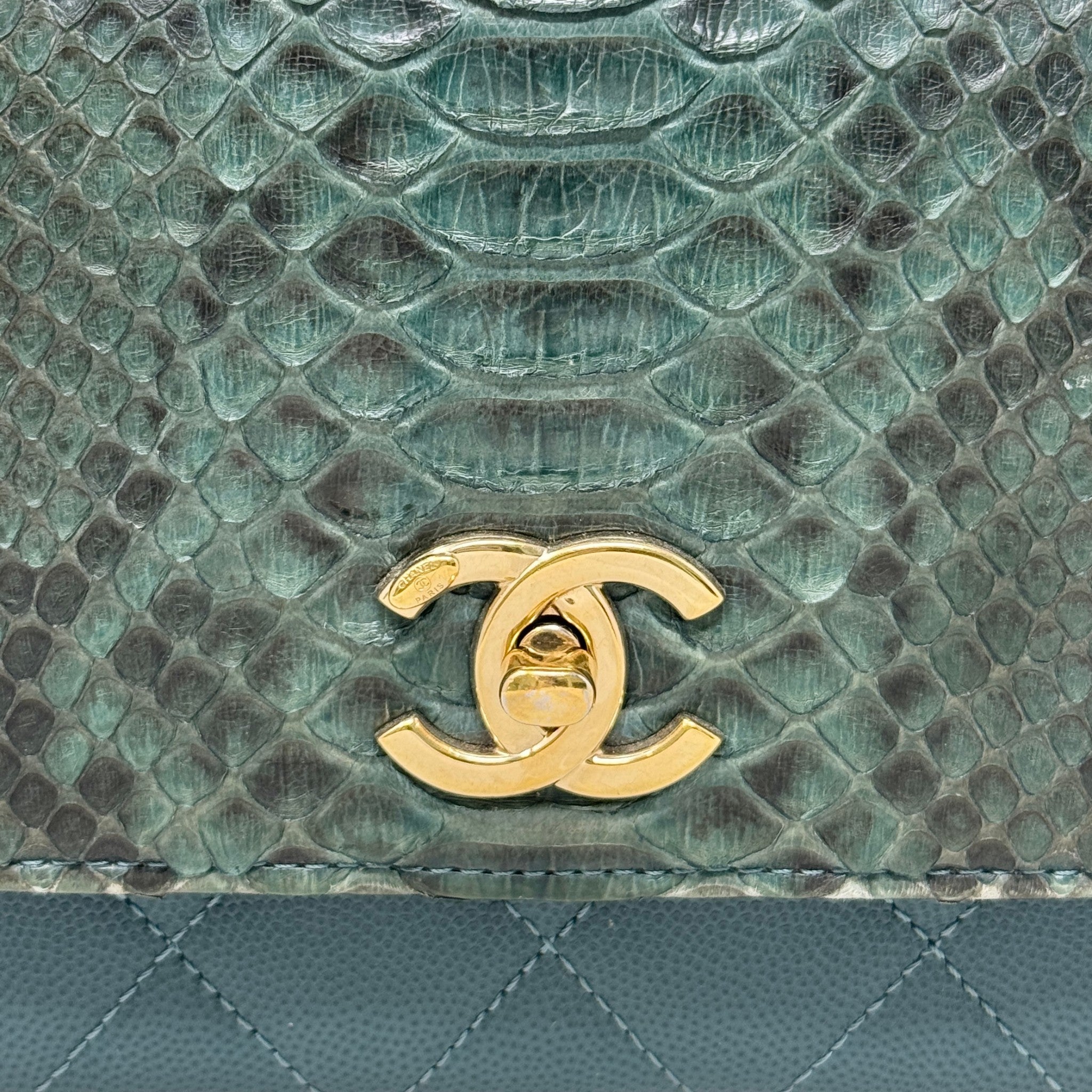 Chanel Green Python Small Business Affinity Flap