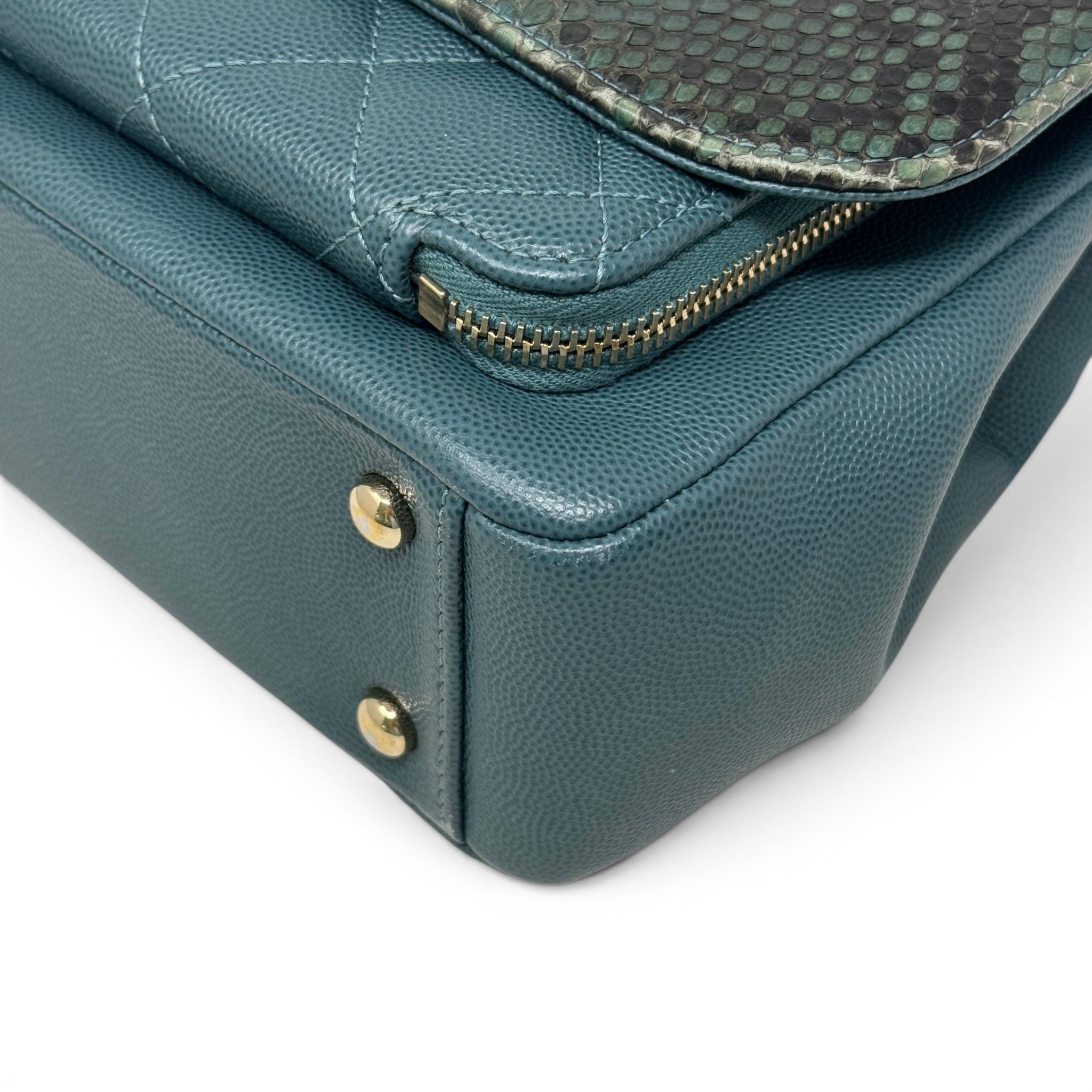 Chanel Green Python Small Business Affinity Flap