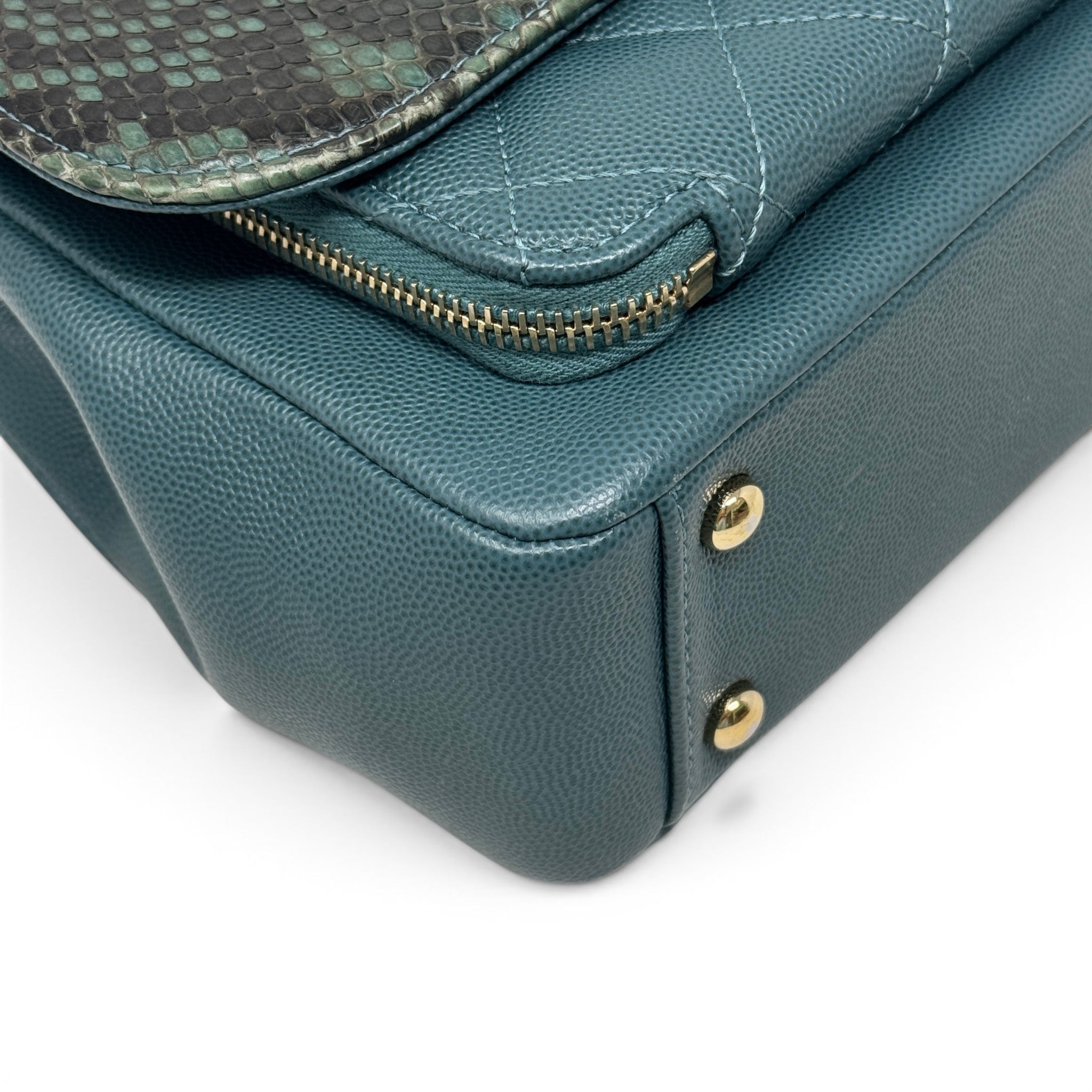 Chanel Green Python Small Business Affinity Flap