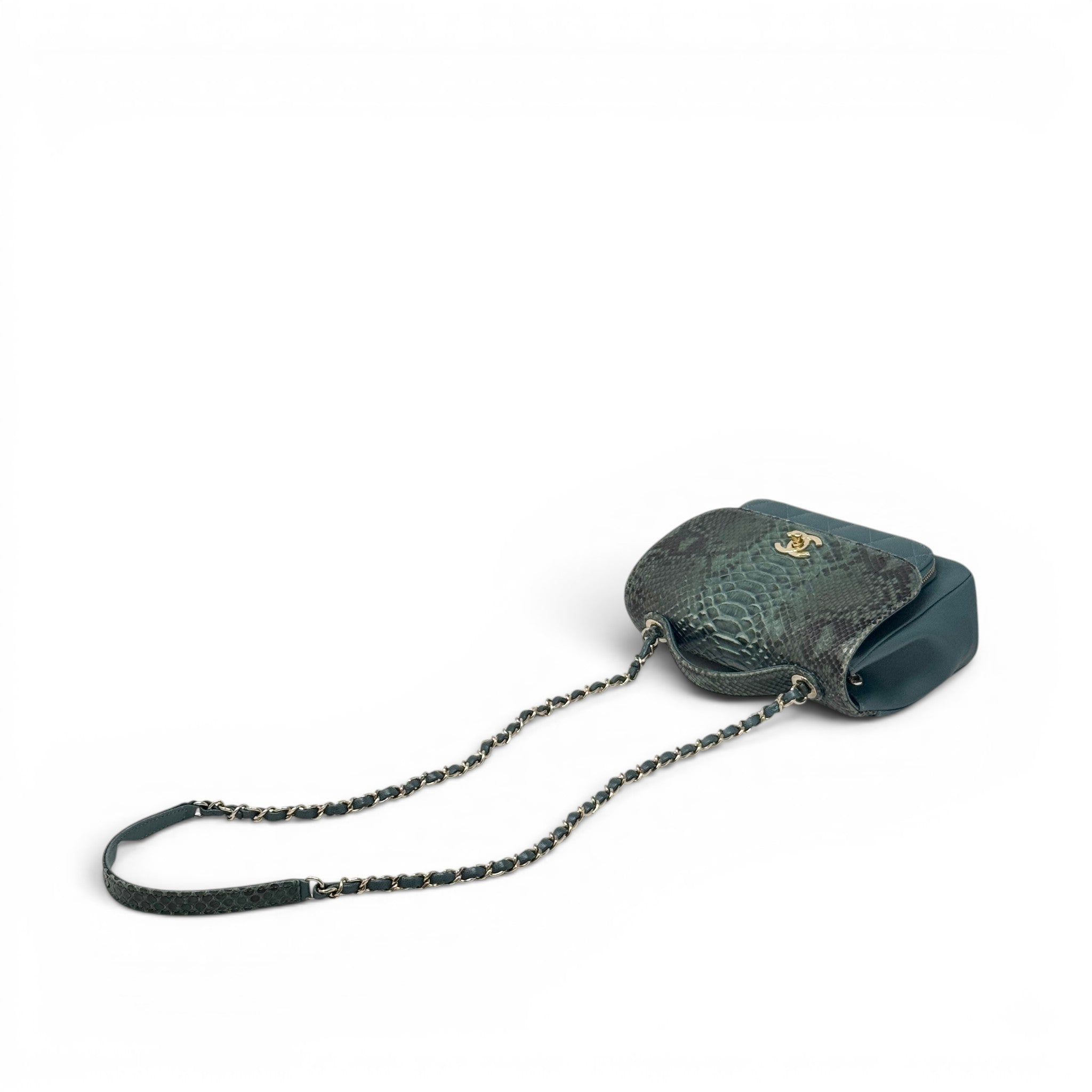 Chanel Green Python Small Business Affinity Flap