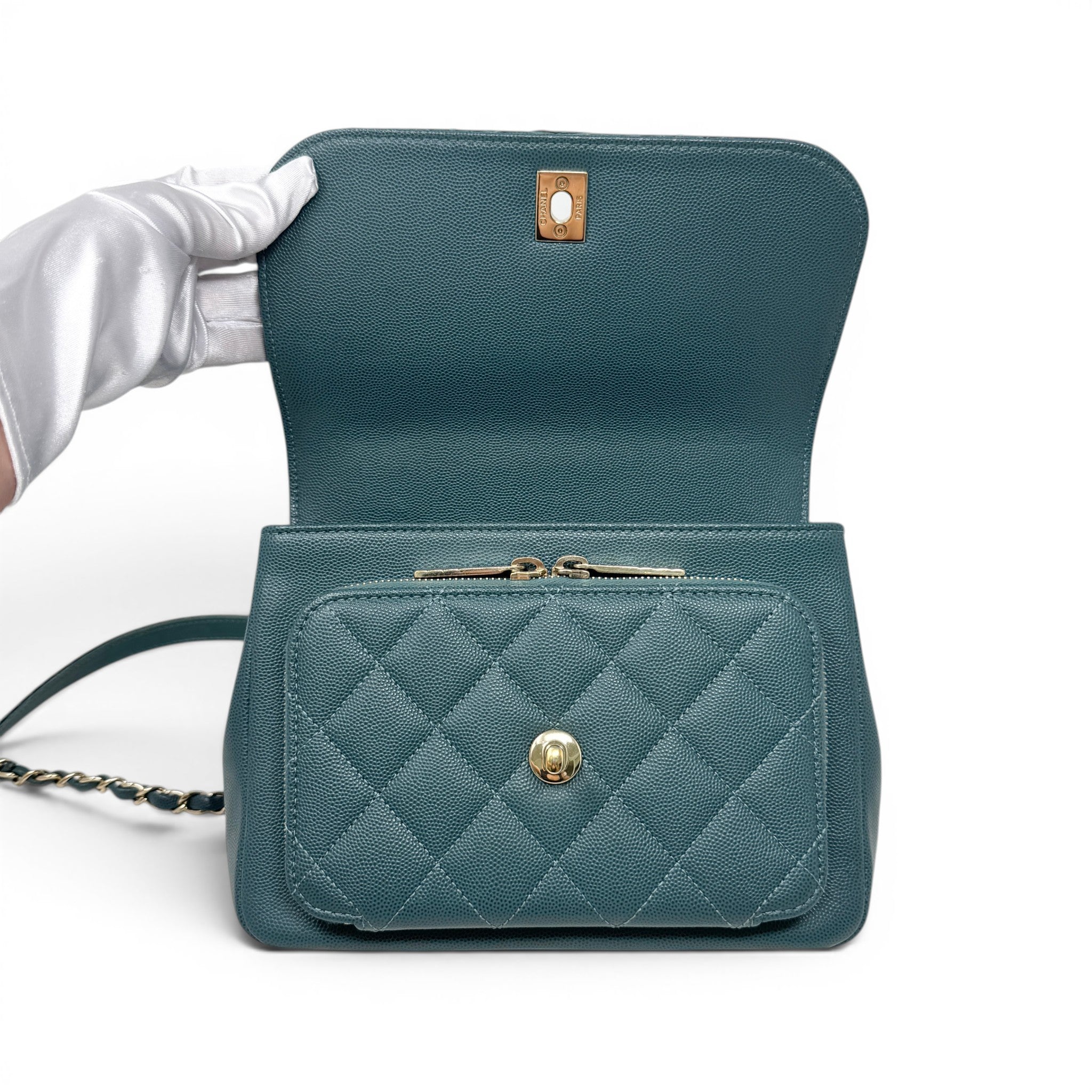 Chanel Green Python Small Business Affinity Flap
