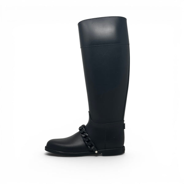 Givenchy Black Eva Chain Rain Boots 37 | Jadore Couture
