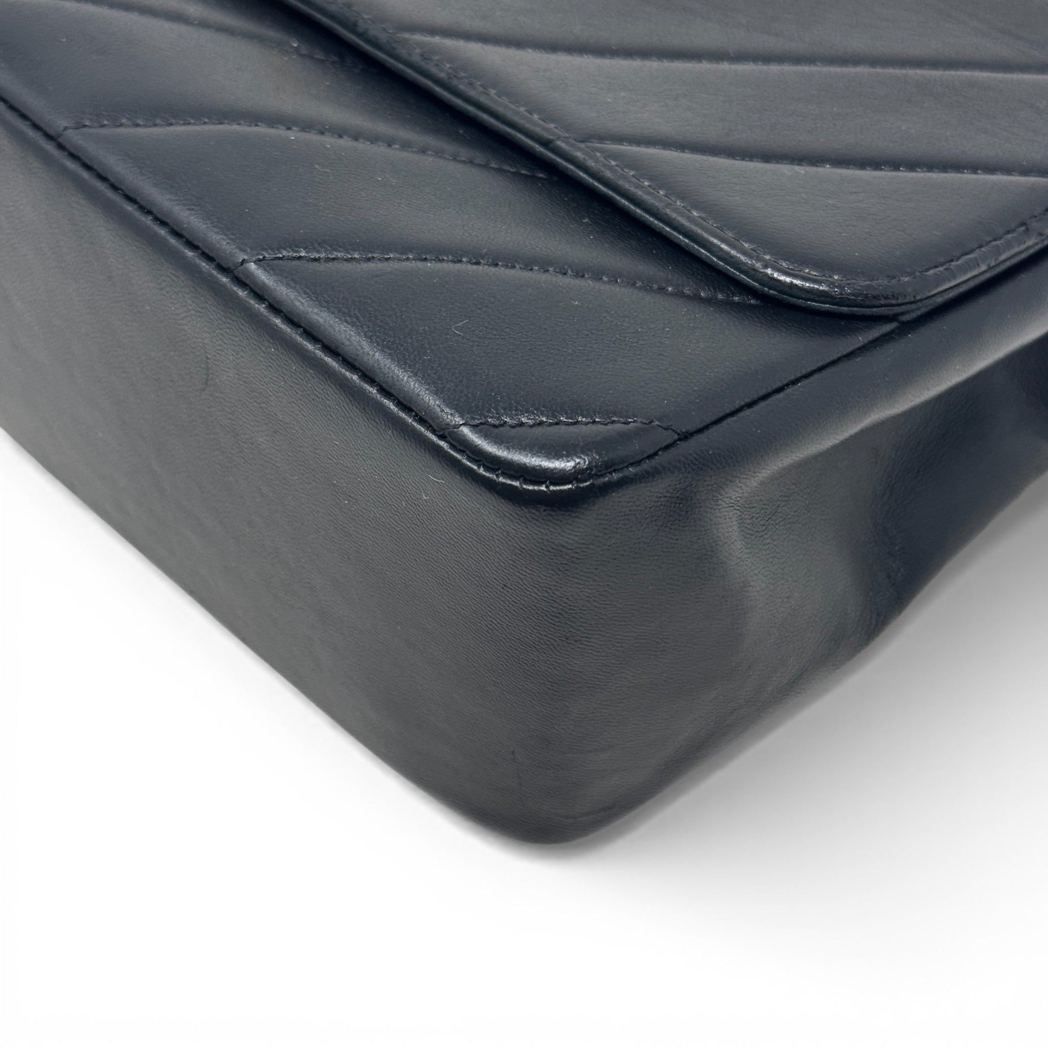 Chanel Black Chevron Vintage Top Handle Bag