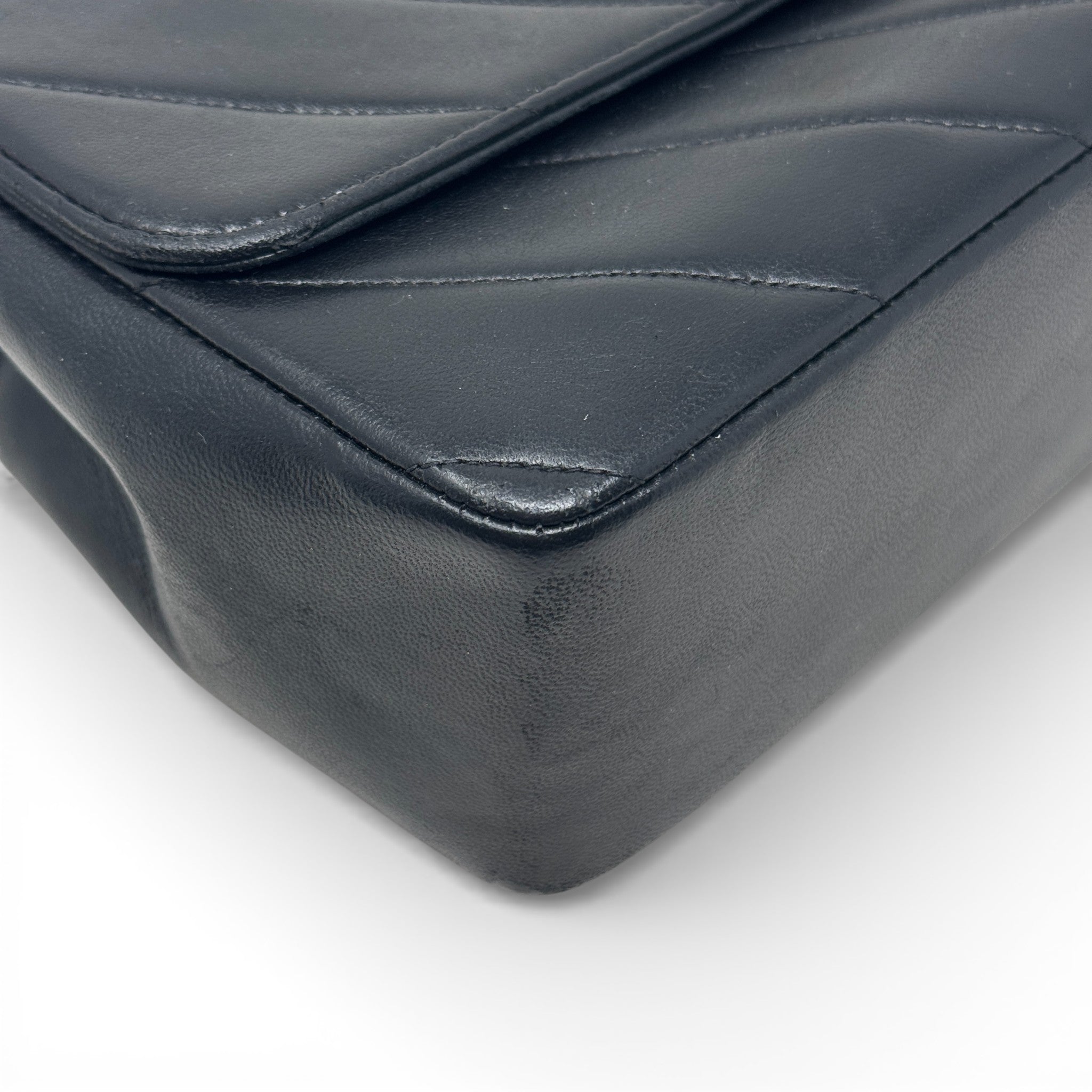 Chanel Black Chevron Vintage Top Handle Bag