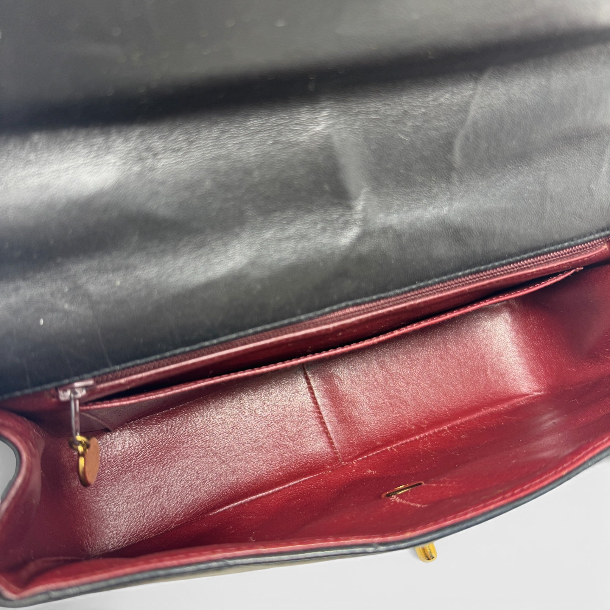 Chanel Black Chevron Vintage Top Handle Bag