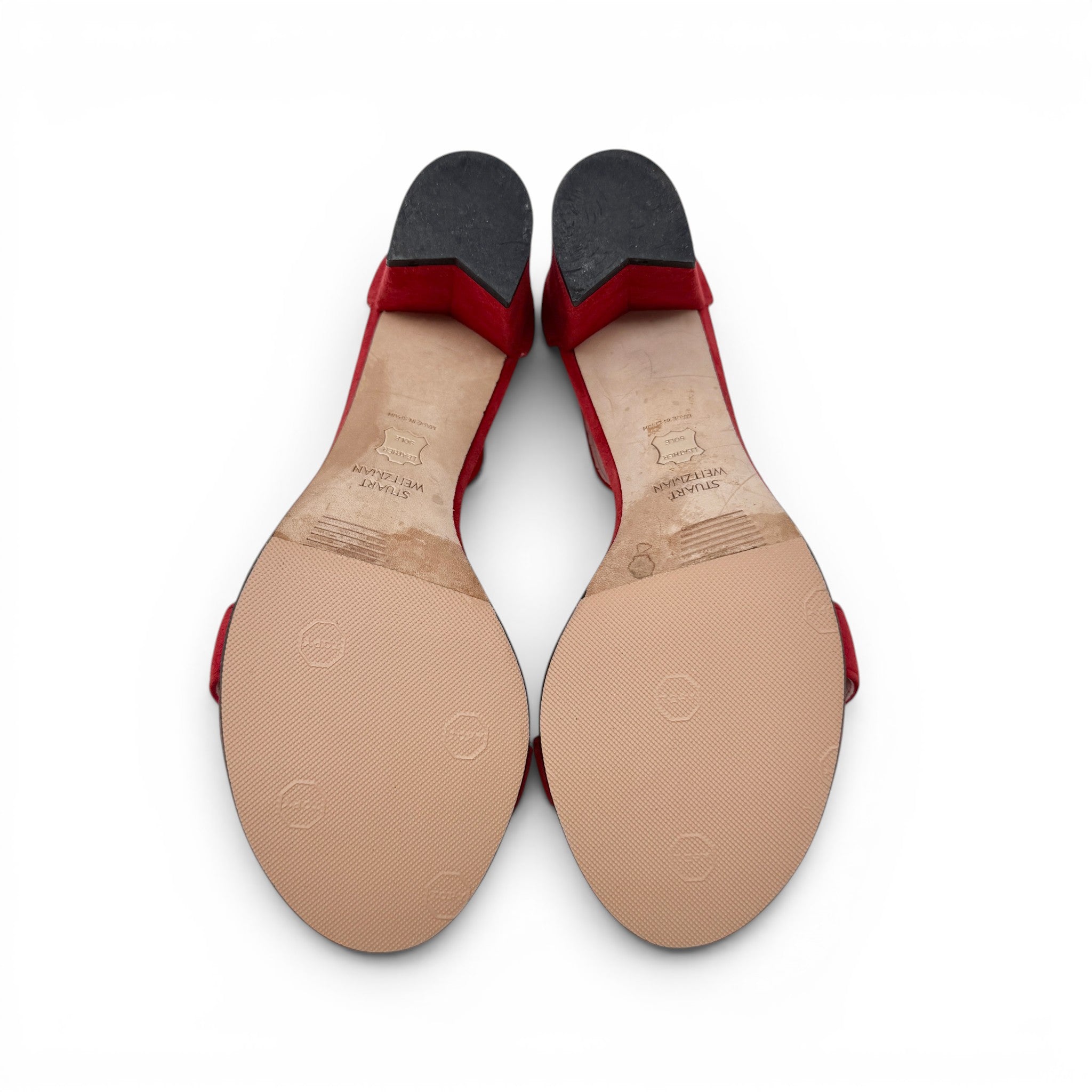 Stuart Weitzman Red Suede Block-heel Sandals