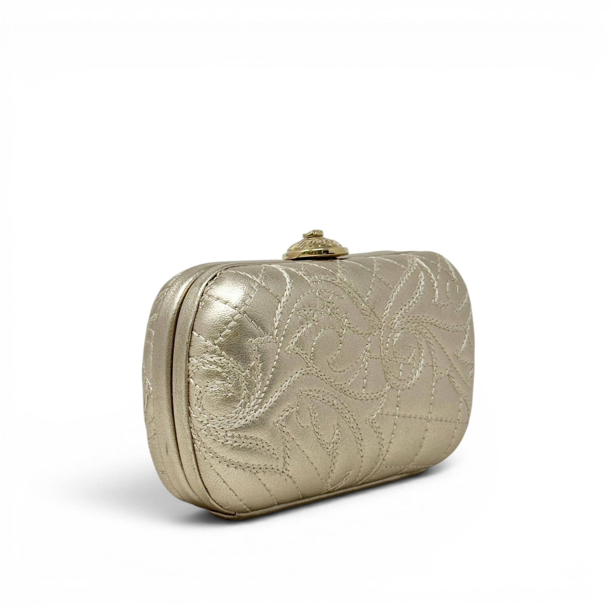 Versace Gold Clutch With Chain