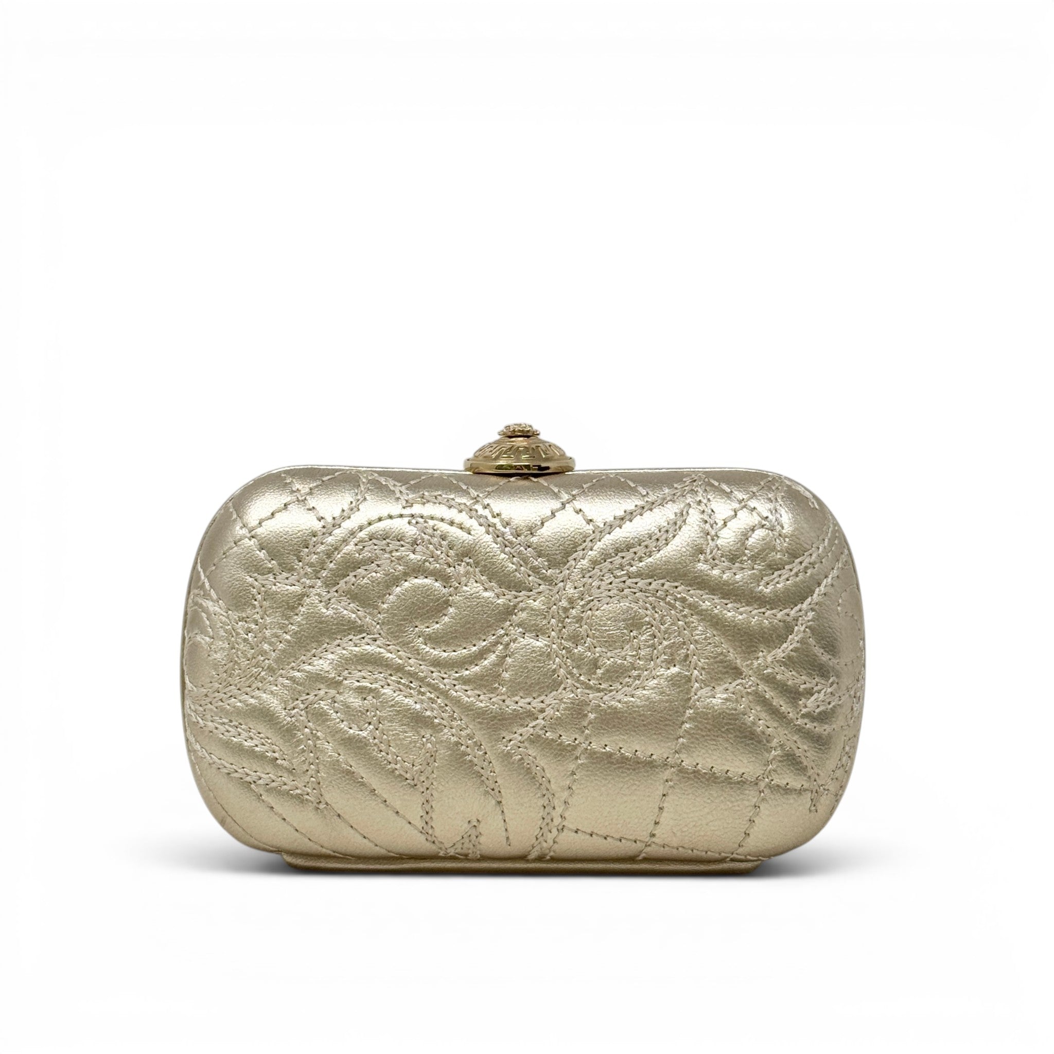 Versace Gold Clutch With Chain
