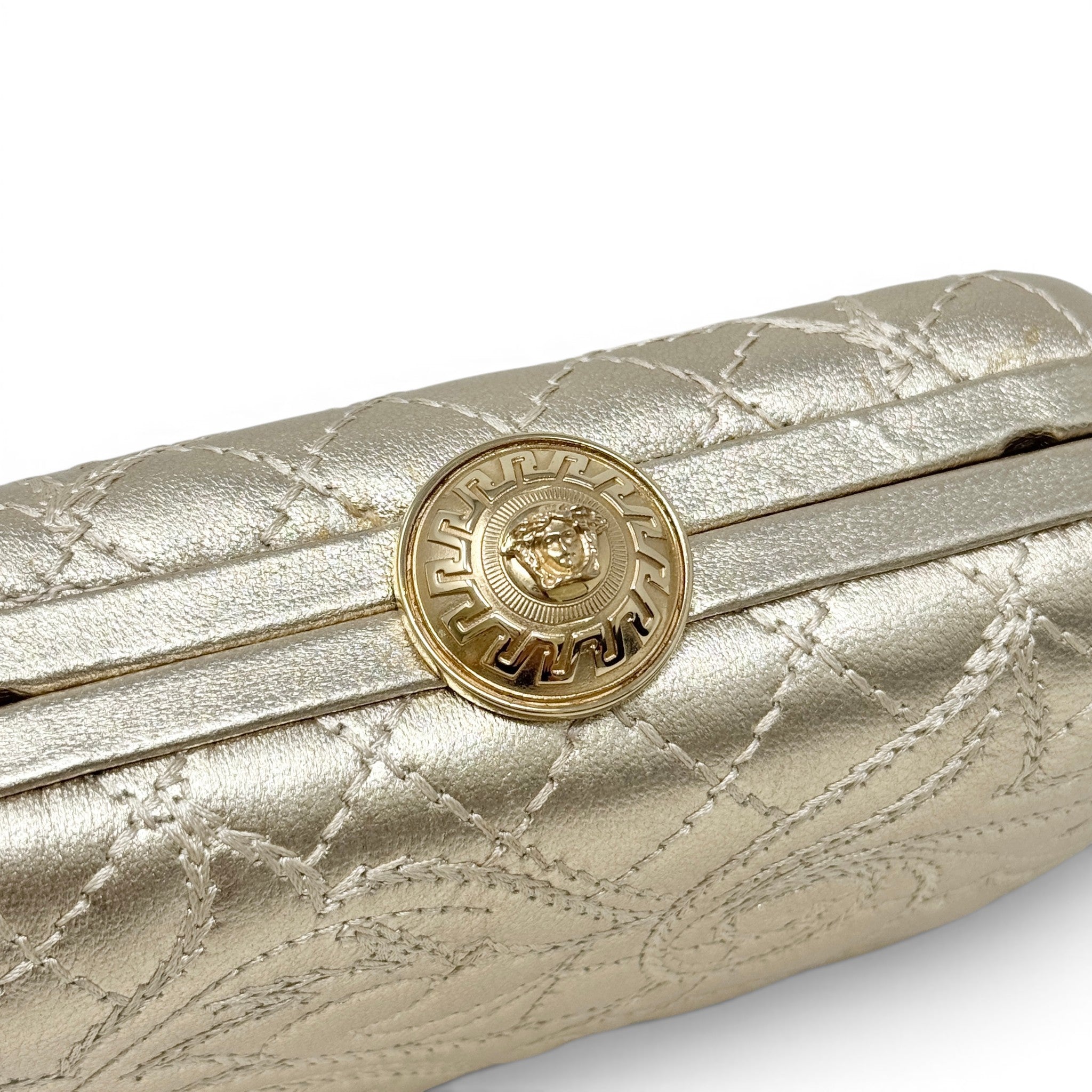 Versace Gold Clutch With Chain