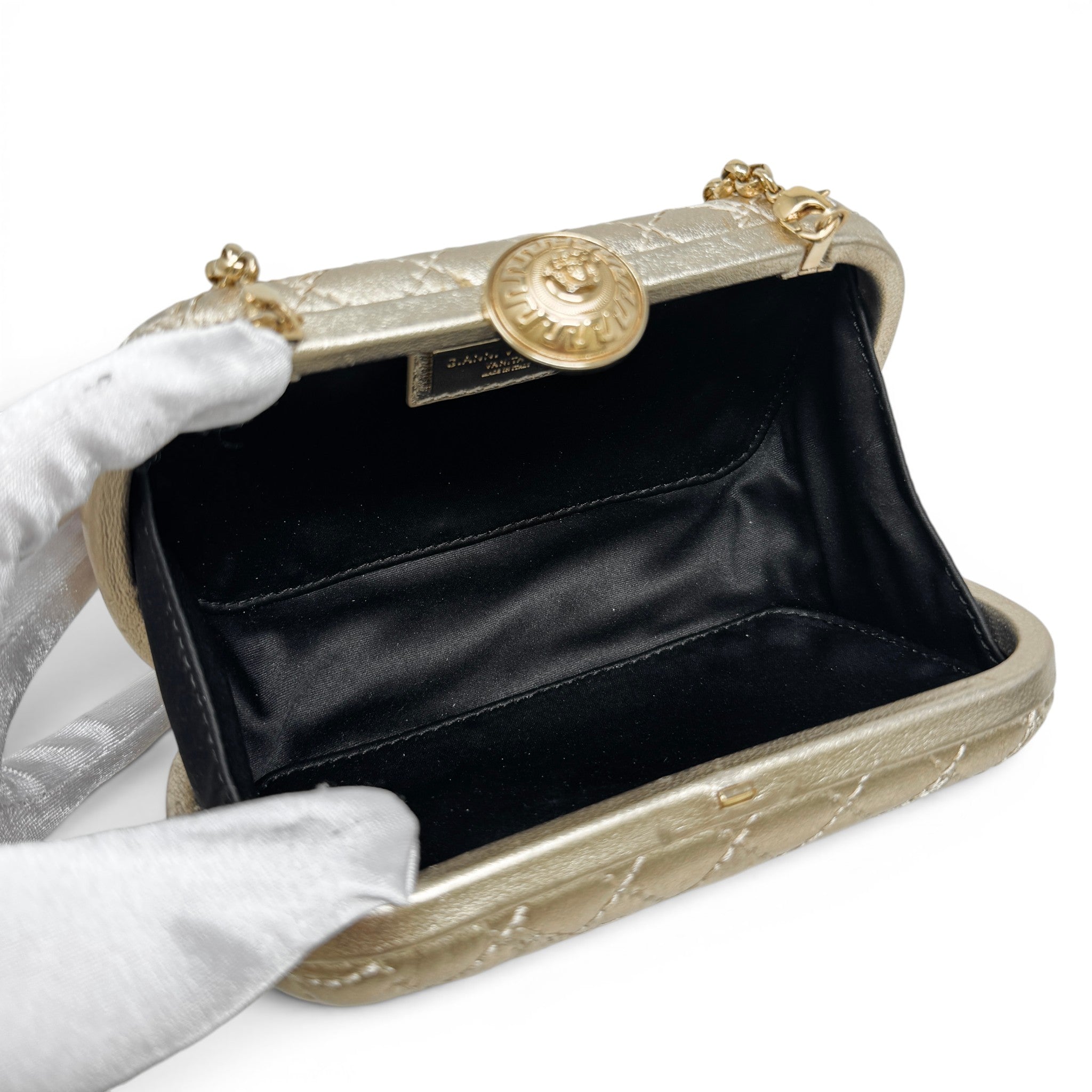 Versace Gold Clutch With Chain