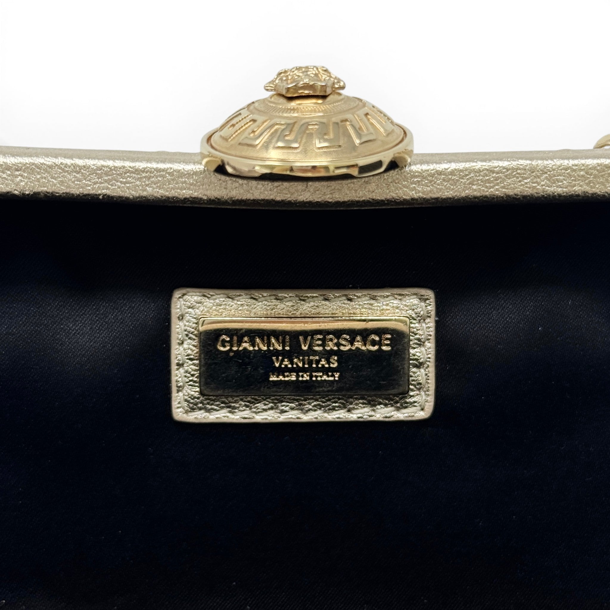 Versace Gold Clutch With Chain