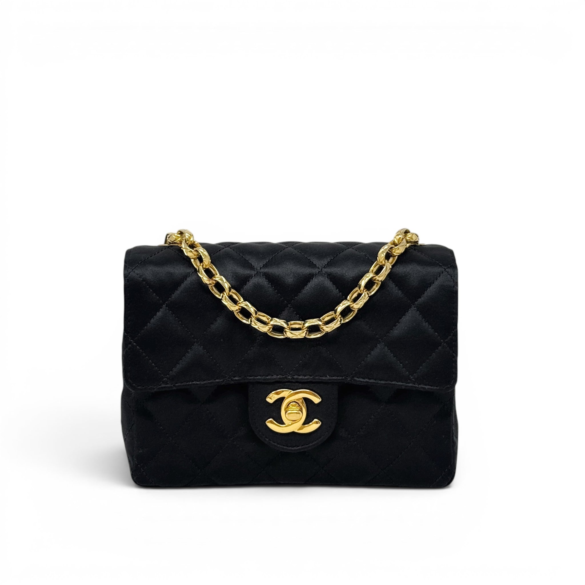 Chanel Black Satin Mini Square Flap