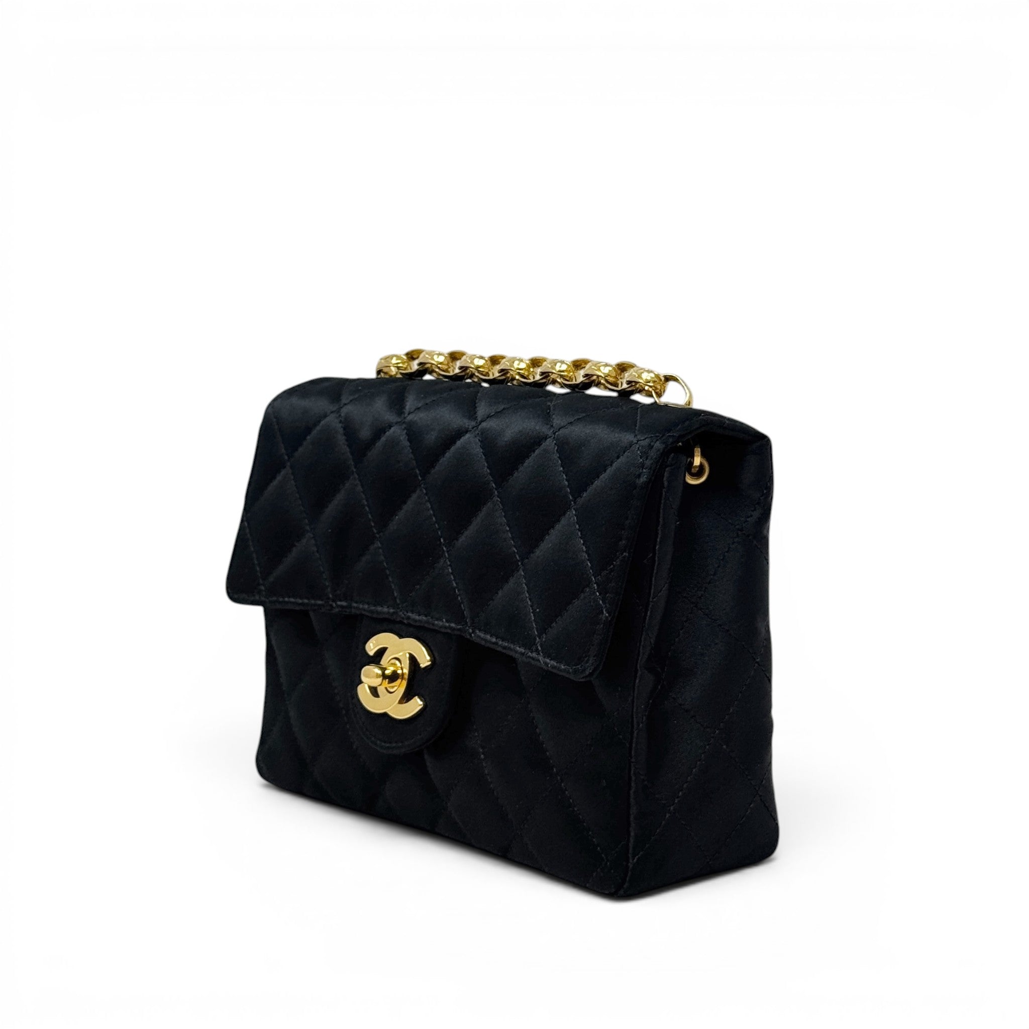 Chanel Black Satin Mini Square Flap