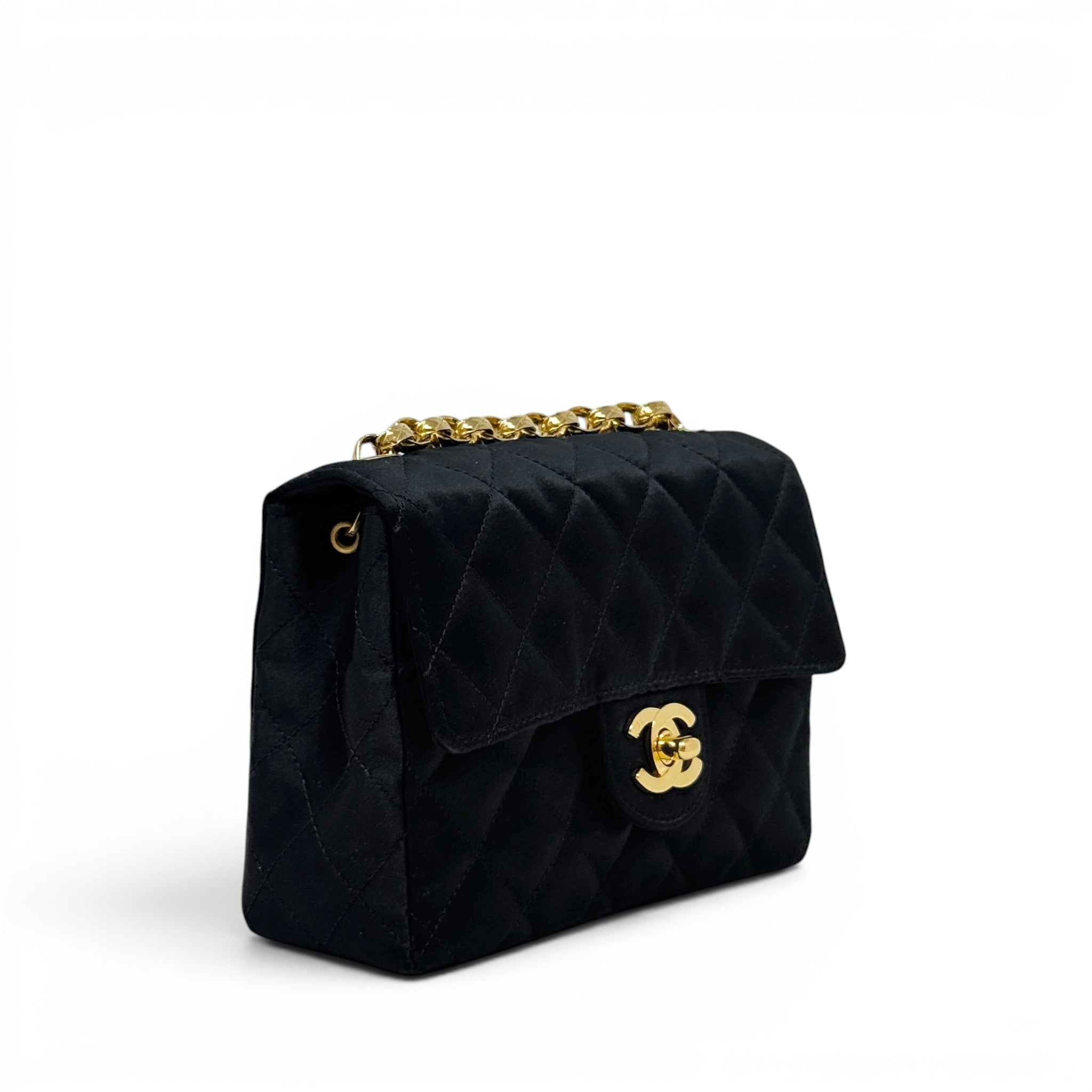 Chanel Black Satin Mini Square Flap