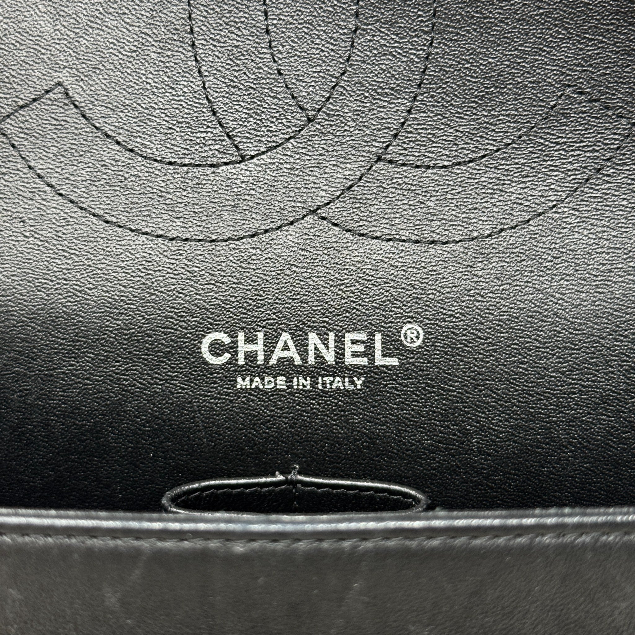 Chanel Black Chevron Jumbo Flap